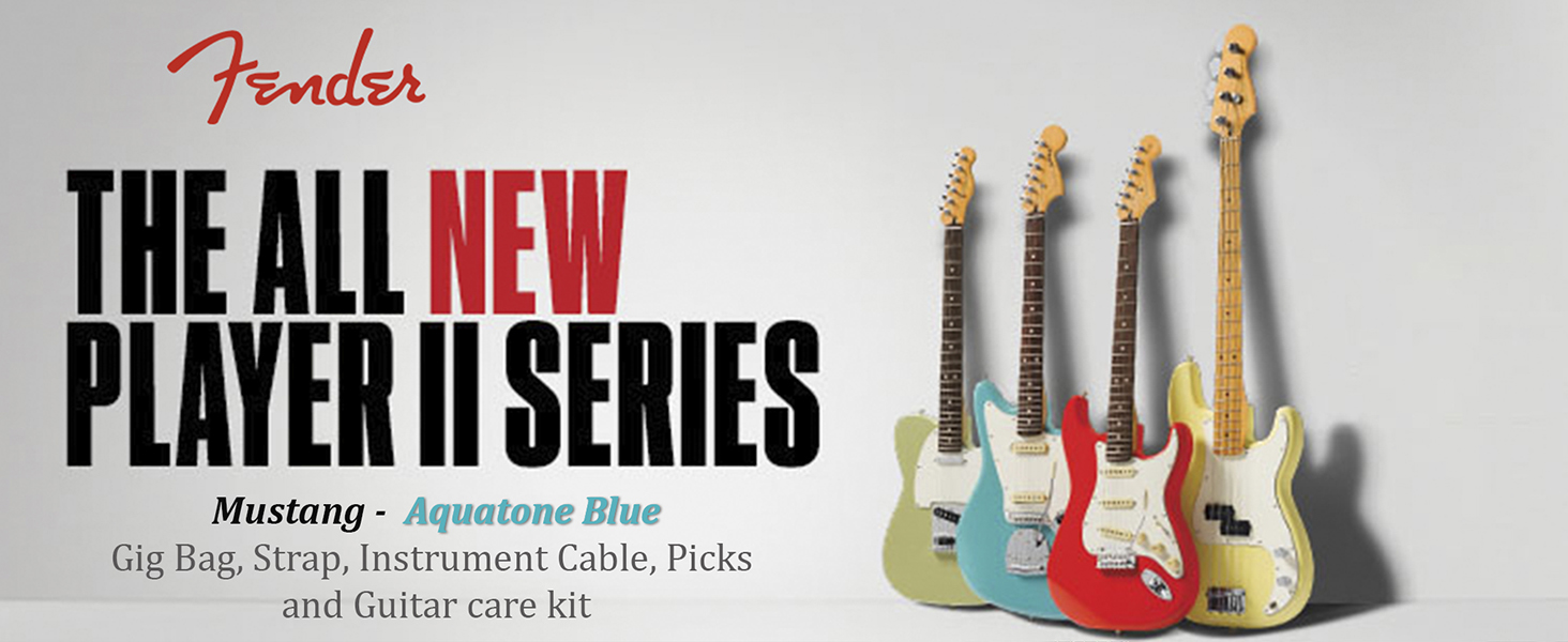 Amazon.com: Fender Player II Mustang - Aquatone Blue Bundle with
