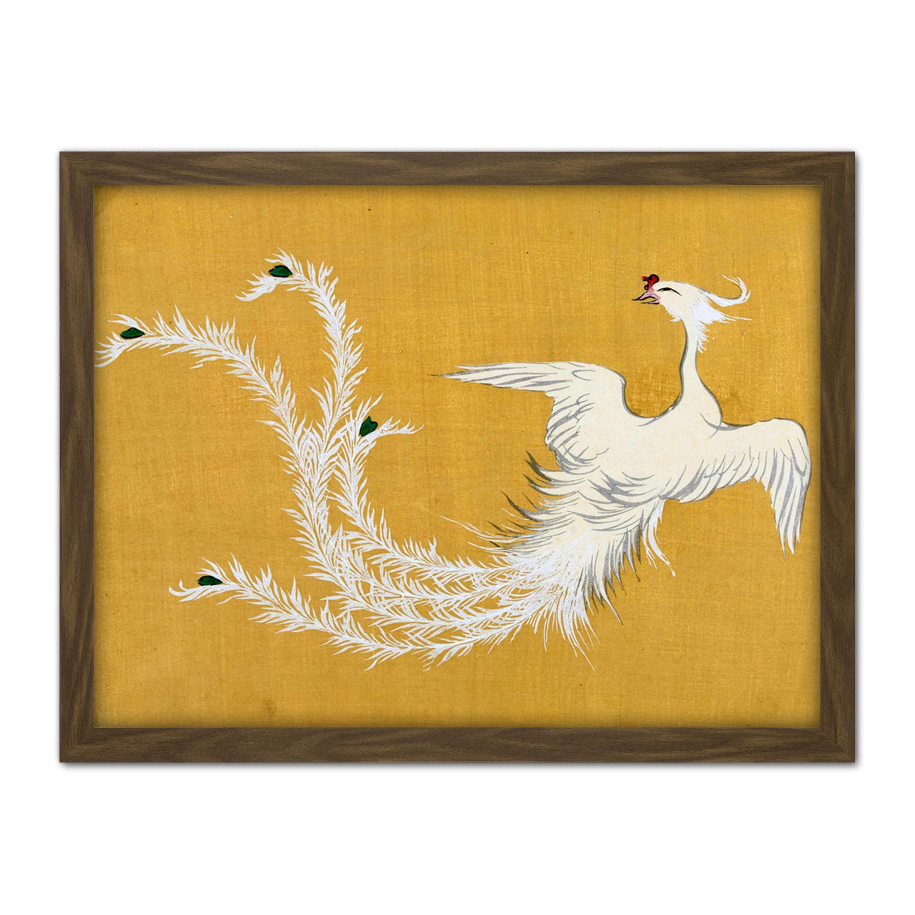 Artery8 Kamisaka Sekka White Phoenix Bird Japanese Painting Artwork Framed Wall Art Print 18X24 Inch