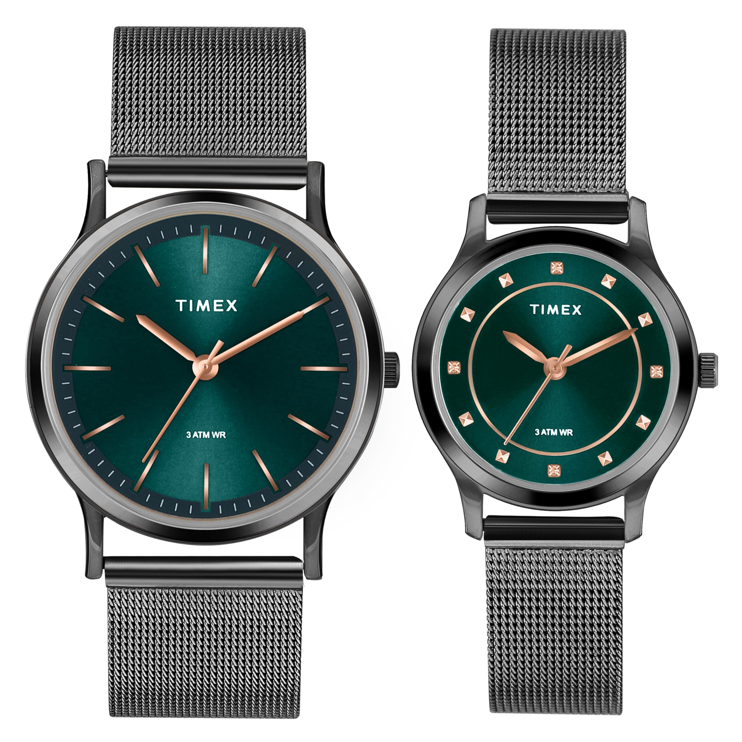Timex Unisex Green Round Analog Pair Stainless Steel Watch- Tw00Zp003 (B0CXTGFZFW) Amazon Price History, Amazon Price Tracker