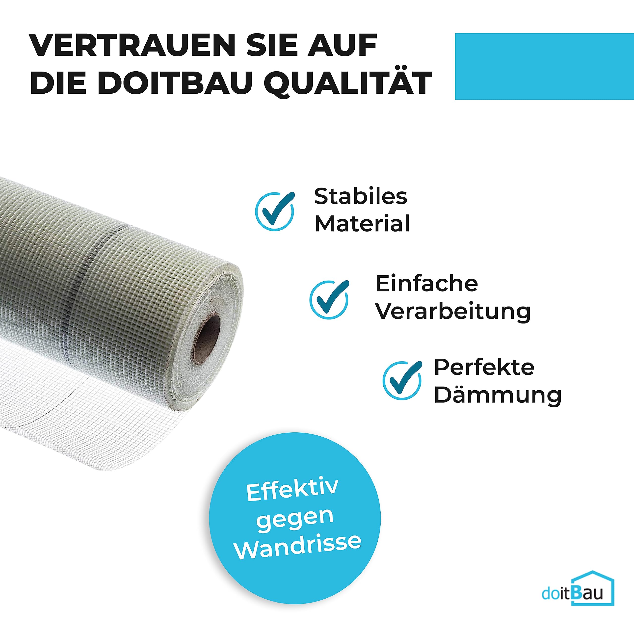 Doitbau - Vertex rete di rinforzo per intonaco interno, 70 g/m², 50 m², tessuto per intonaco interno
