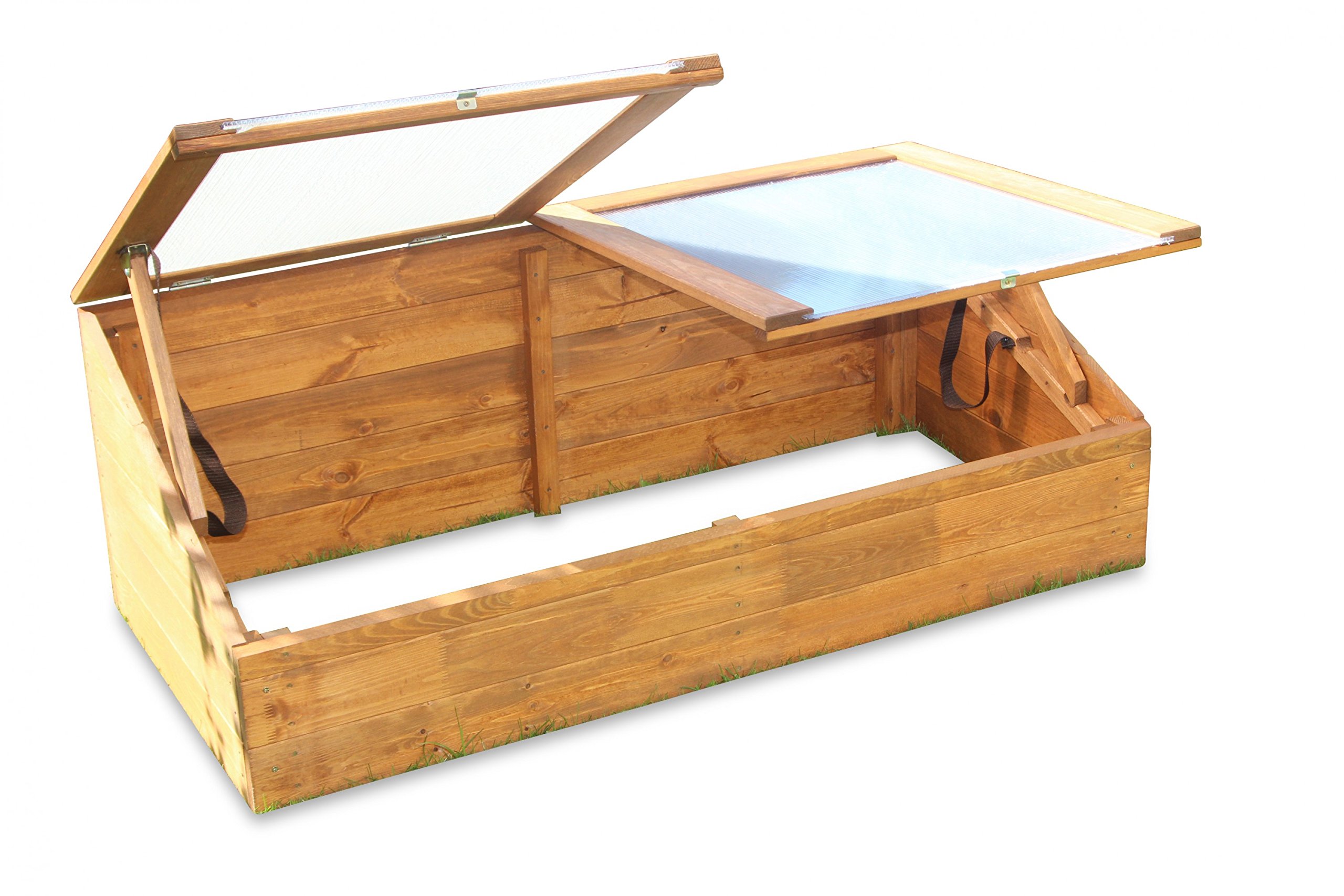Frühbeet Treibhaus Kräuterbeet aus Holz, L116 x T54 x H42/19 cm