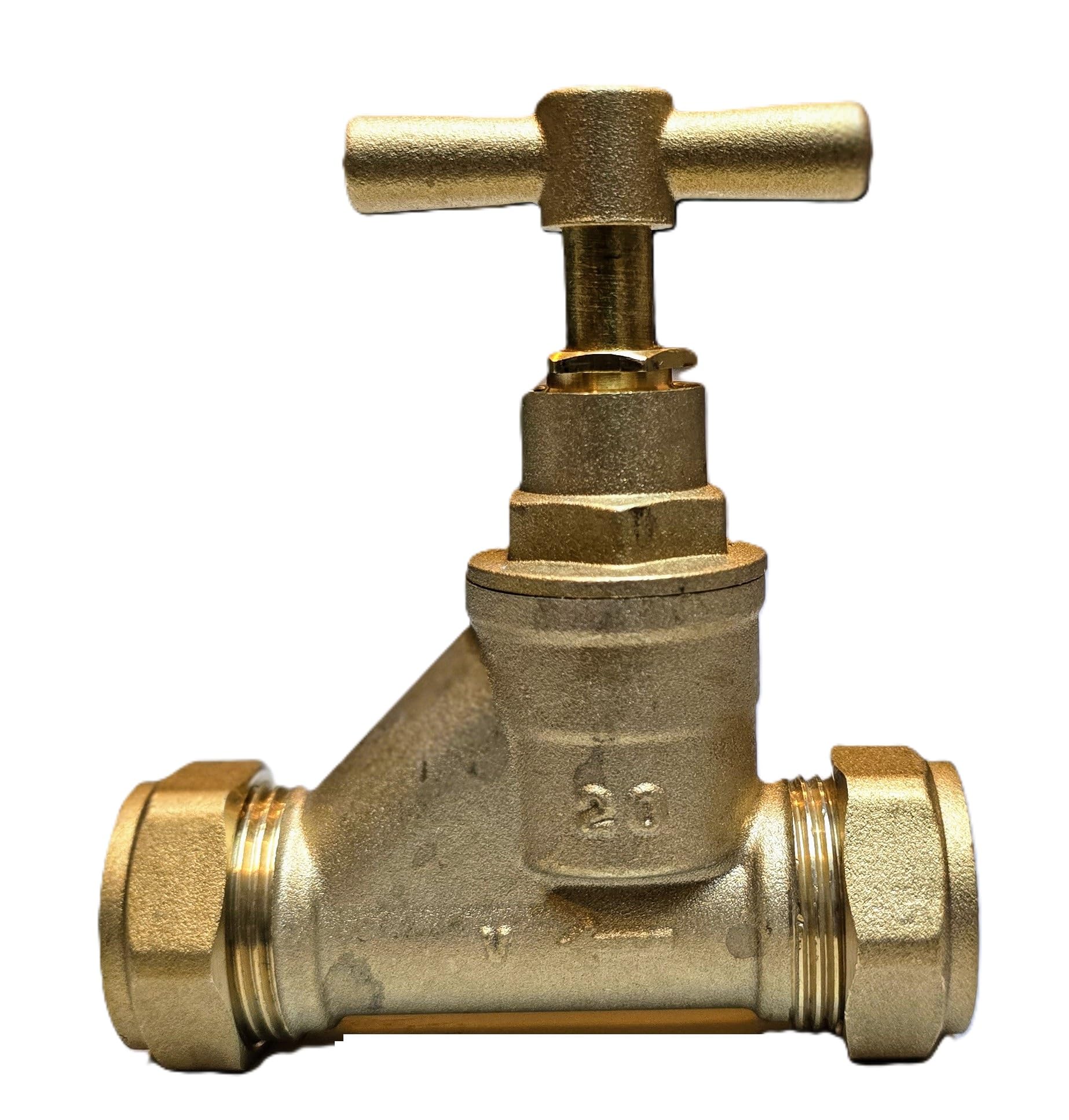 TC Brass Mains Stopcock Valve 20mm MDPE X 20mm MDPE Poly Stop Cock Tap