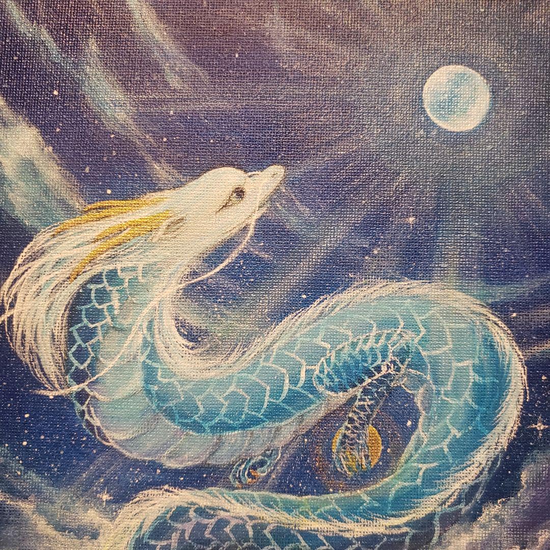 墨絵　ガネーシャ　金運アップ　アルケミー　クリスタルボウル　ヒーリング付き　龍神 No.435 龍神 青龍 海 満月 風景画 絵画 開運絵画