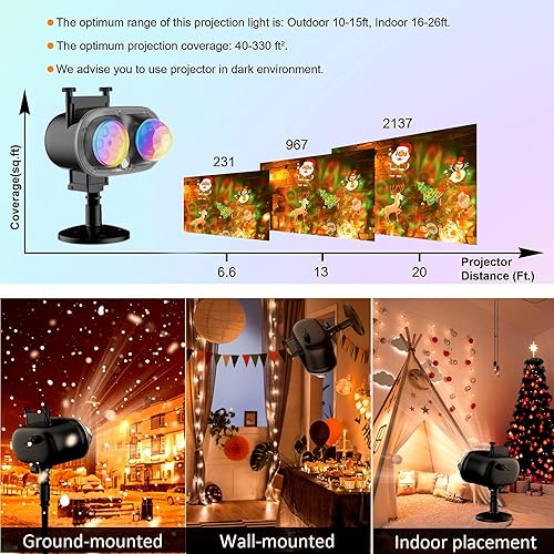 Miniatura 7 de Luces de proyector de decoraciones de Halloween, proyector de Navidad al aire libre con temporizador de control remoto, 26 efectos HD (ondas