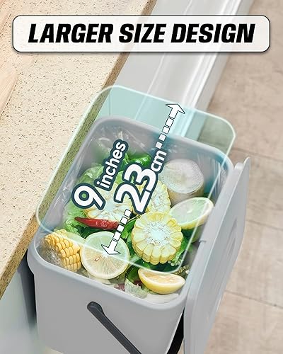Miniatura 8 de Cubo de basura colgante de compostaje de cocina de 3.2 galones con tapa para cocina y baño, cubo de basura de cocina debajo del fregadero, cubo de