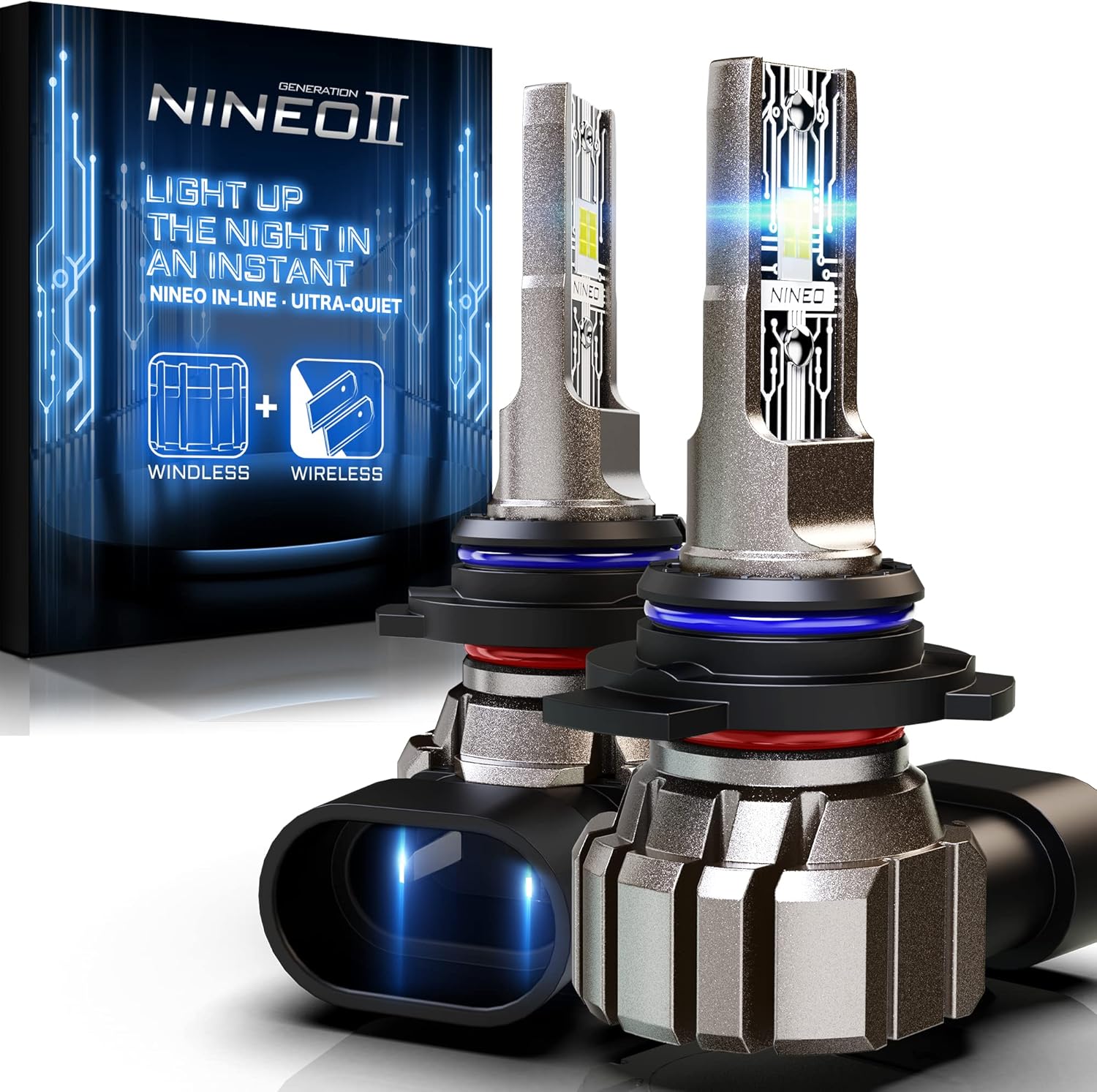 NINEO 9012 Fog Light, Fanless Wireless 6500K Fit for ATV/UTV Off Road- Pack of 2