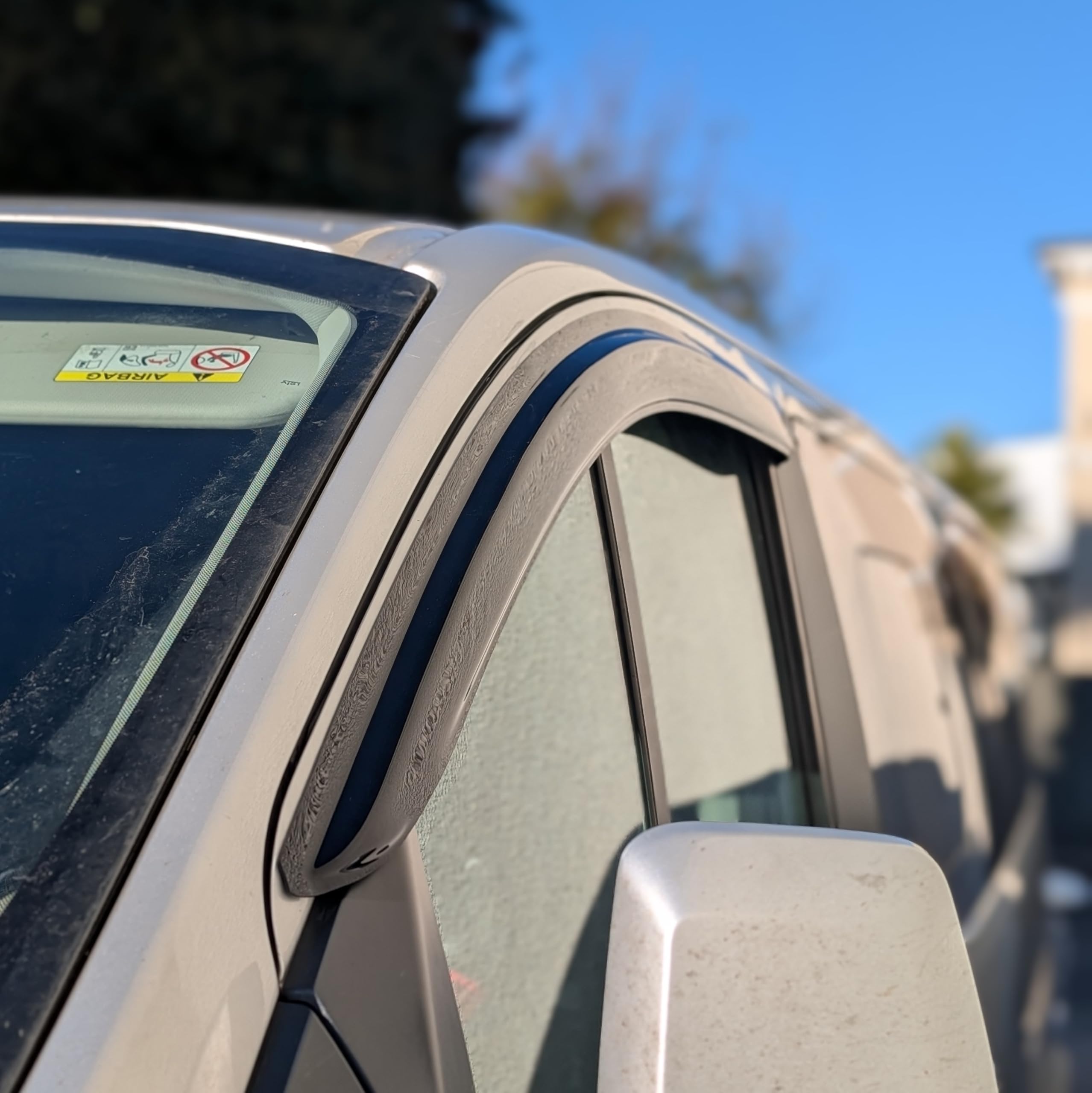 Para adaptarse a: deflectores de viento para Ford Transit Custom 2013 a 2023 – Juego de 2 piezas de ajuste externo, tintados, deflectores adhesivos de alta calidad para conductor y pasajero, reducen