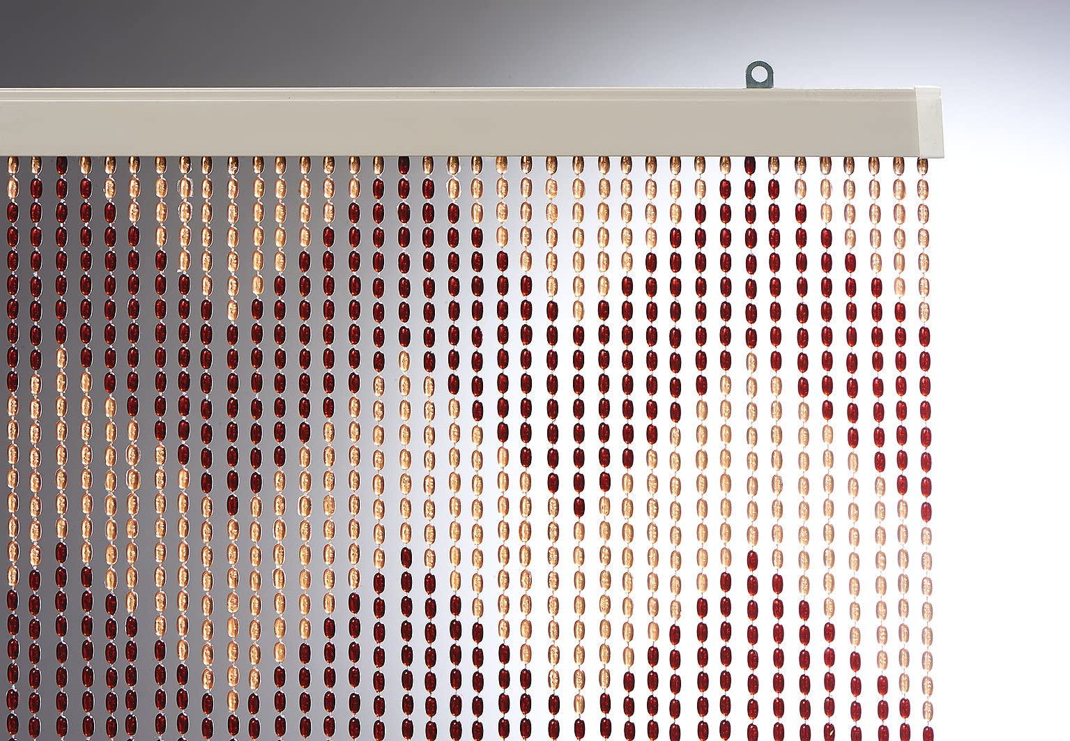 Kobolo Türvorhang ANGOLO, 90x200 cm, 72 Stränge, Perlenvorhang aus Kunststoff in Rotbraun & Beige, dekorativer Fliegenvorhang & Raumteiler für Balkon, Terrasse, Tür oder Innenräume