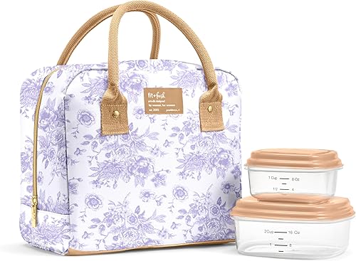 Miniatura 11 de Fit & Fresh - Bolsa de almuerzo Bloomington para mujeres - Lonchera grande aislada para el trabajo con contenedores, resistente a fugas, resistente