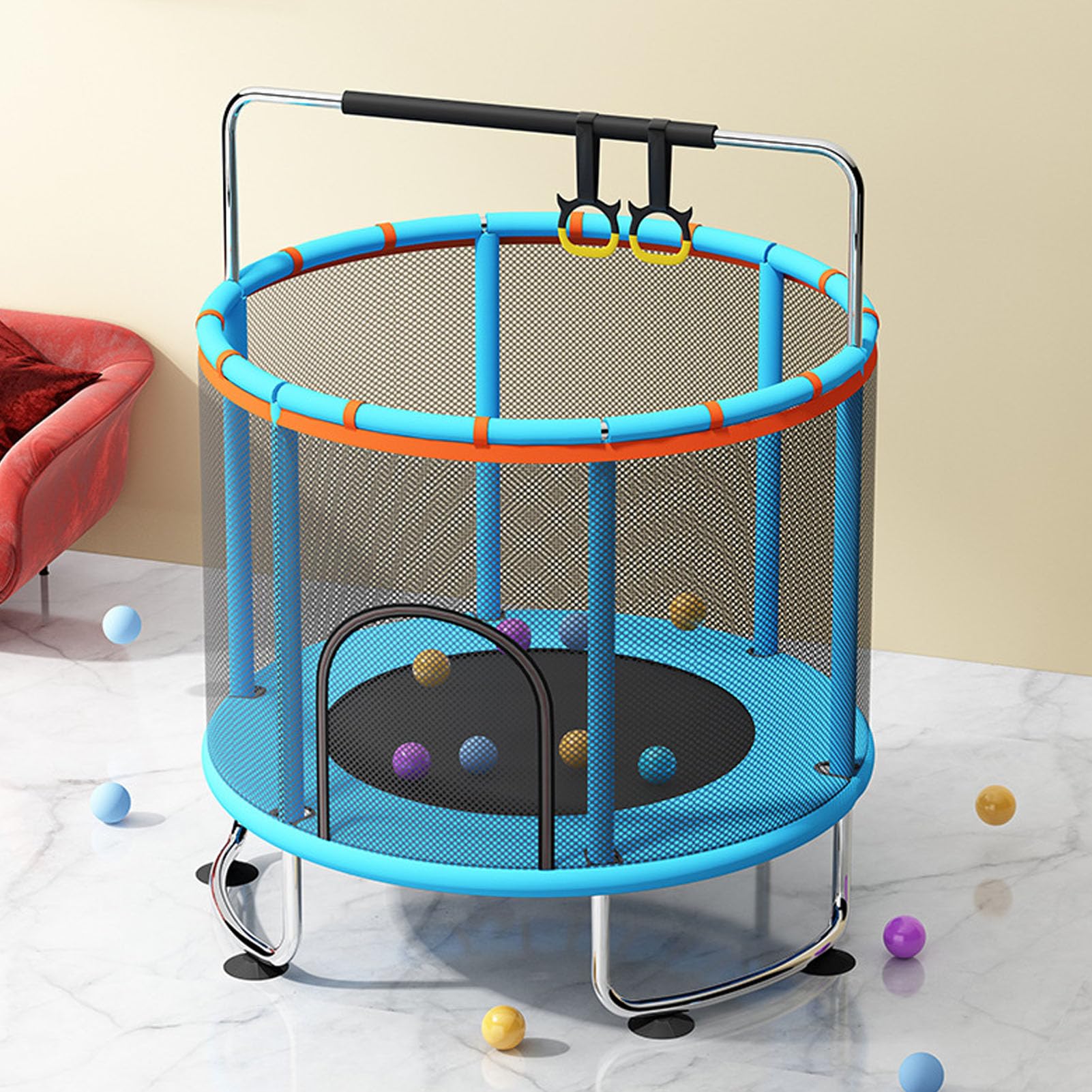 Trampolino per Bambini, Anelli da Ginnastica Trampolino per Fitness Giocattolo Sviluppo Fisico Interattivo Genitore-figlio con Altalena per Palline per la Casa