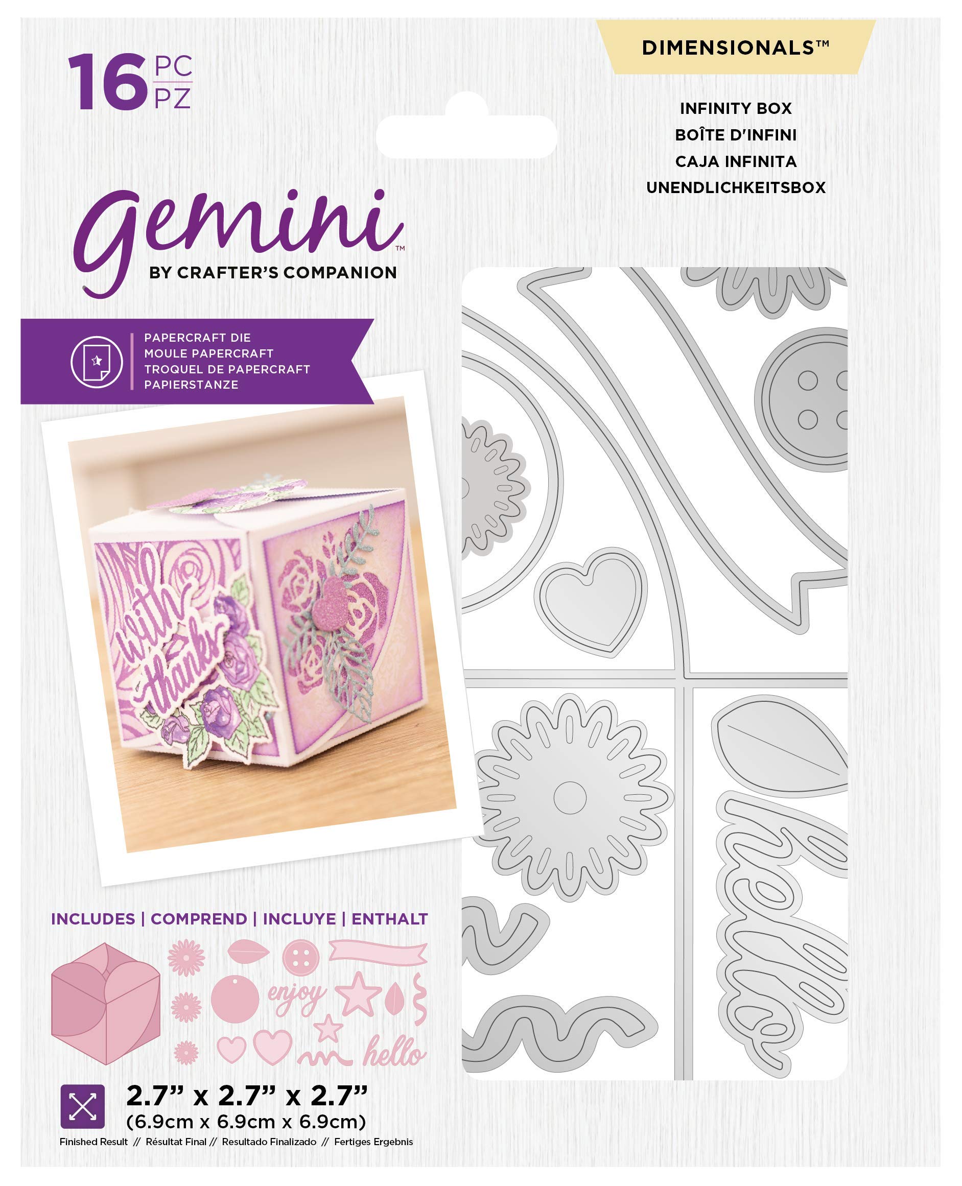 Crafter's Companion Gemini-Dimensionals Metal Die-Decorative Favour Infinity Box, Silver, One Size
