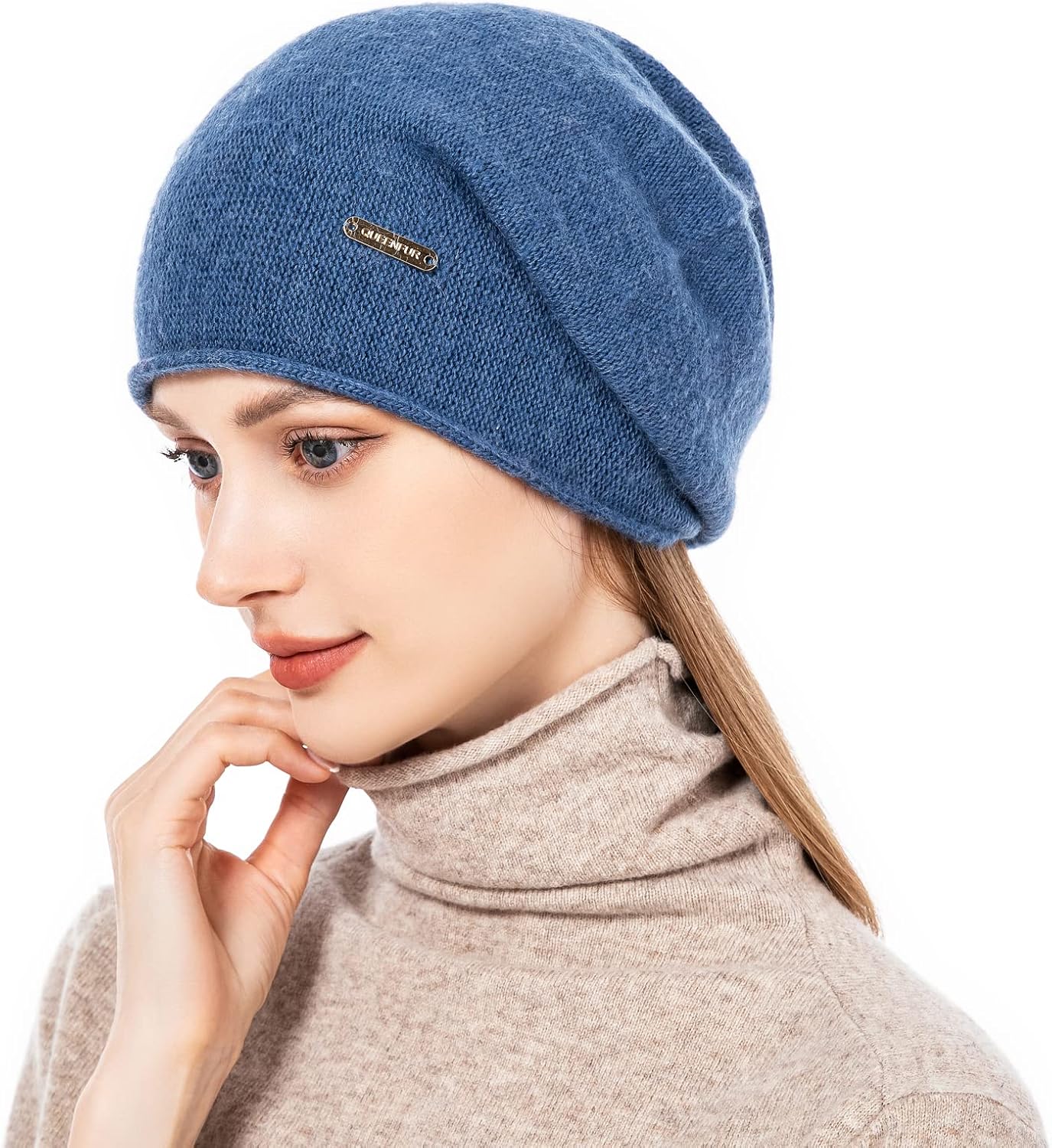 QUEENFUR Knit Slouchy Beanie Hats for Women Cashmere Ski Cap Knitted Wool Soft Warm Winter Hat - Image 4