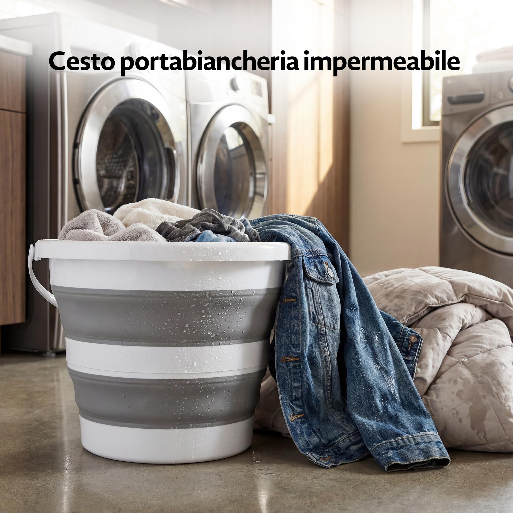 Secchio pieghevole da 10 l, secchio in silicone pieghevole, secchio per tacchino e lavanderia, giocattolo di sabbia, secchio pop-up pieghevole, salvaspazio, camper, pesca, lavaggio auto, casa