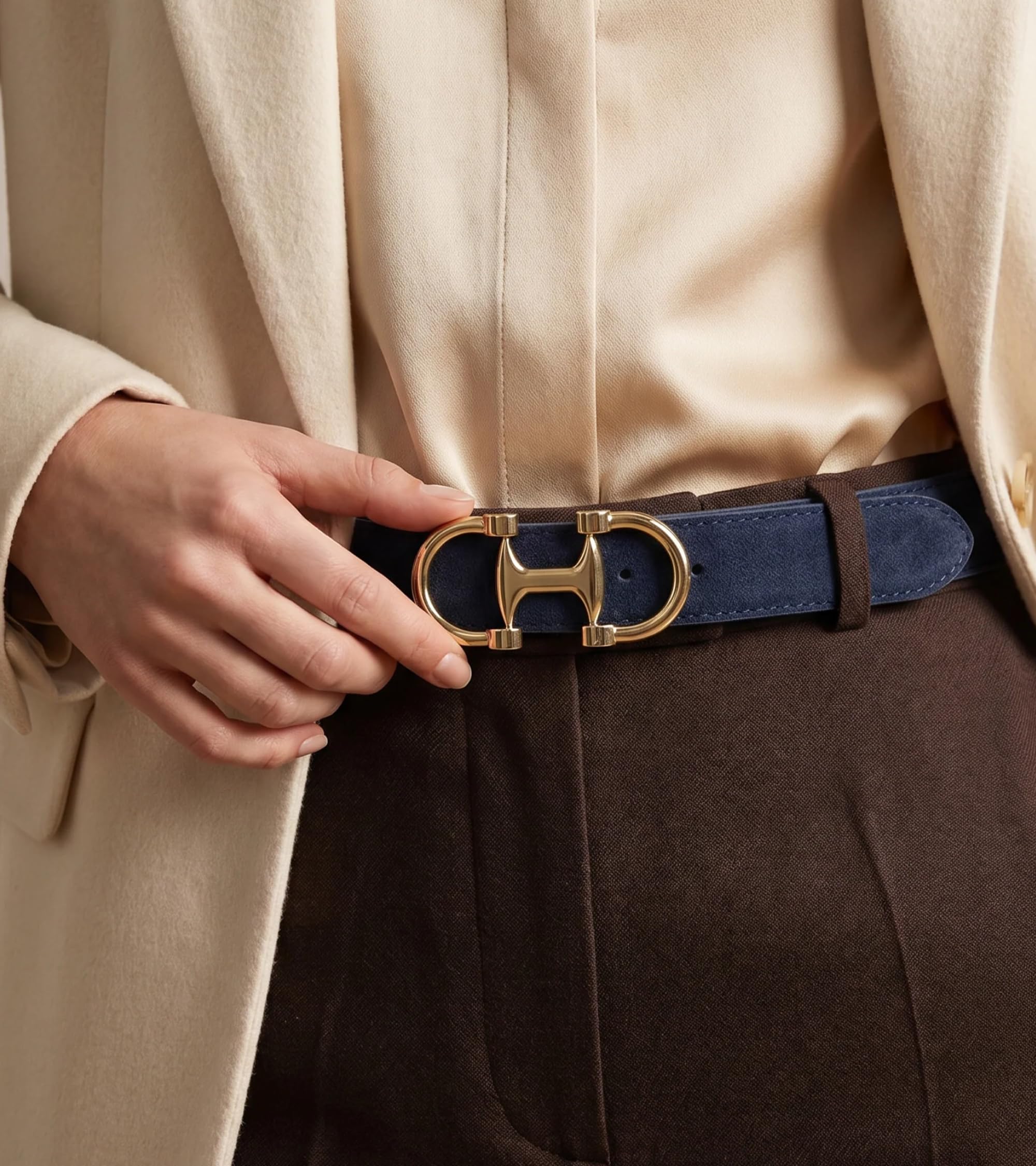 GLOVE STORY Ceinture Cuir Femme - Boucle Élégante - Pour Robe, Jean, Tailleur et Pantalon - Coffret Cadeau - Expertise du Cuir Depuis 1996