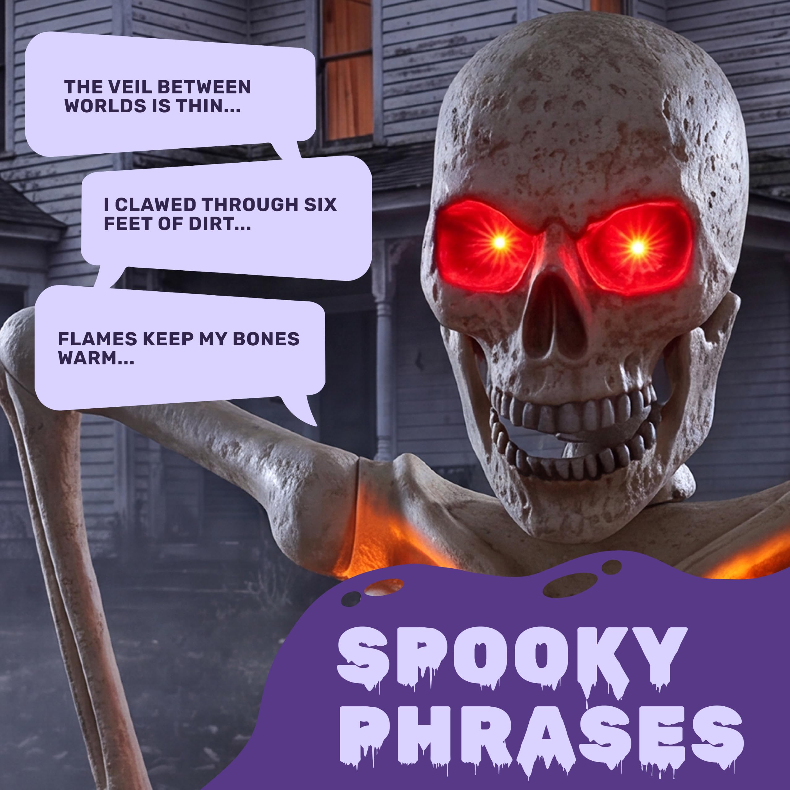 JOYIN Halloweenowe dekoracje szkieletowe, podświetlane, animowane, gigantyczne szkielety, cmentarz z czujnikiem podczerwieni, przerażający dźwięk, straszna dekoracja na zewnątrz, Halloween, do