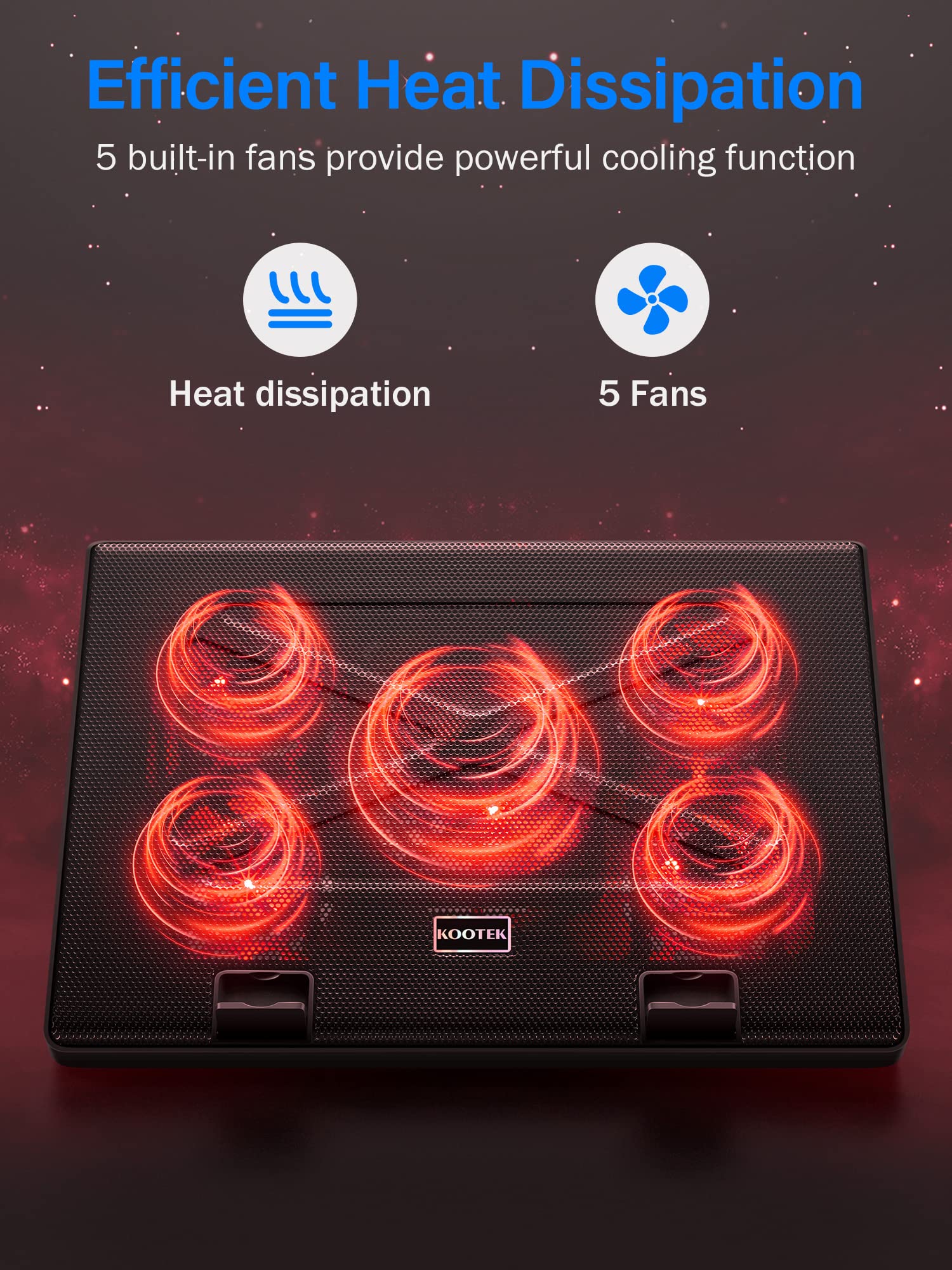 Kootek Laptop Cooling Pad, 1217 Inch Laptop Cooler Pad Chill Mat 5