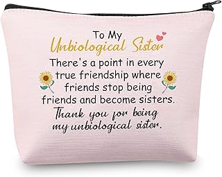 Unbiological Sisters Gifts Bag Unbiological Sister Makeup Bag Best Friend Cosmetic Bag Soul Sister Gifts Thank You For Being My Unbiological Sister, Unbiological Sister Makeup Bag pink