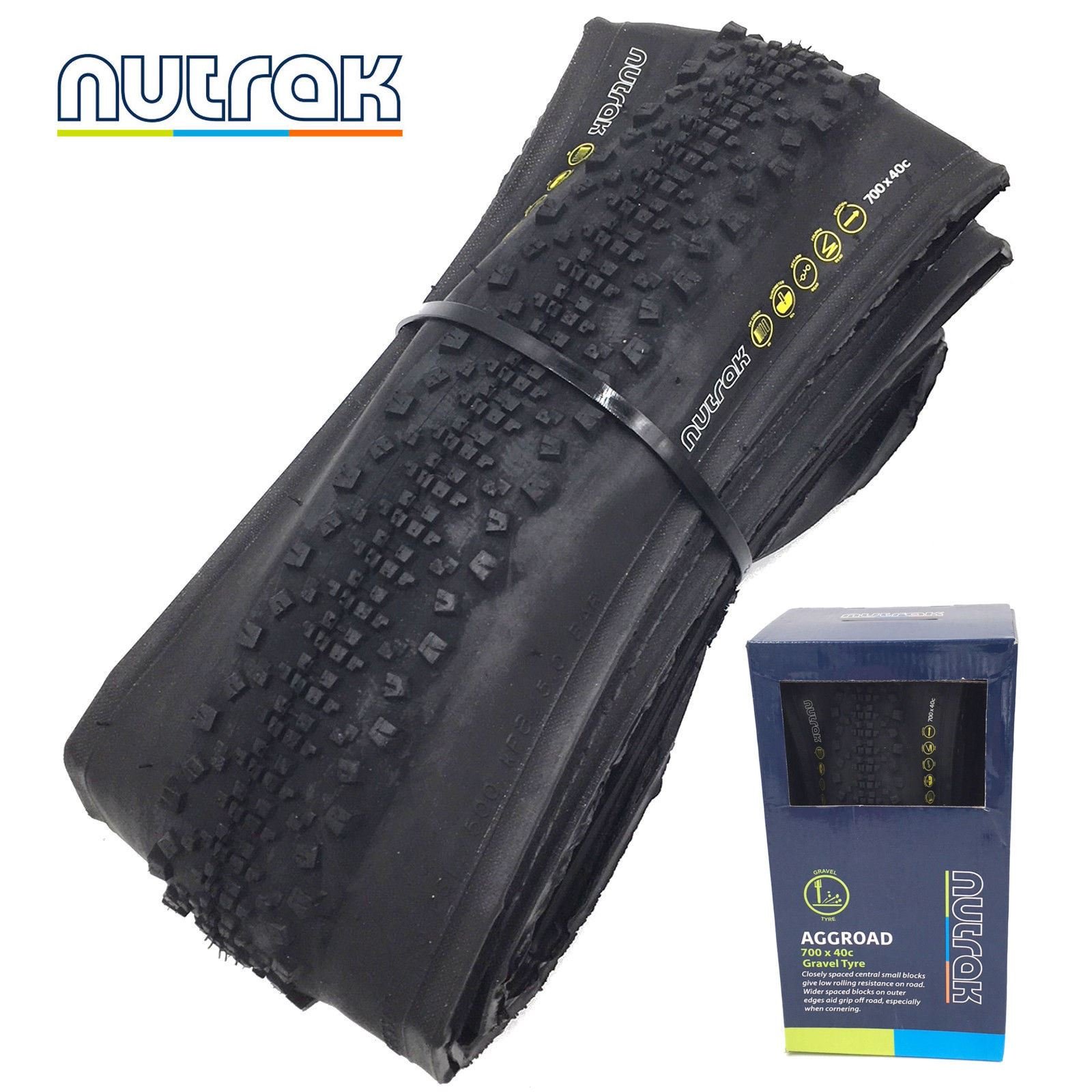 Nutrak Unisex's Aggroad Bicycle Tyre, Black, 700x40c