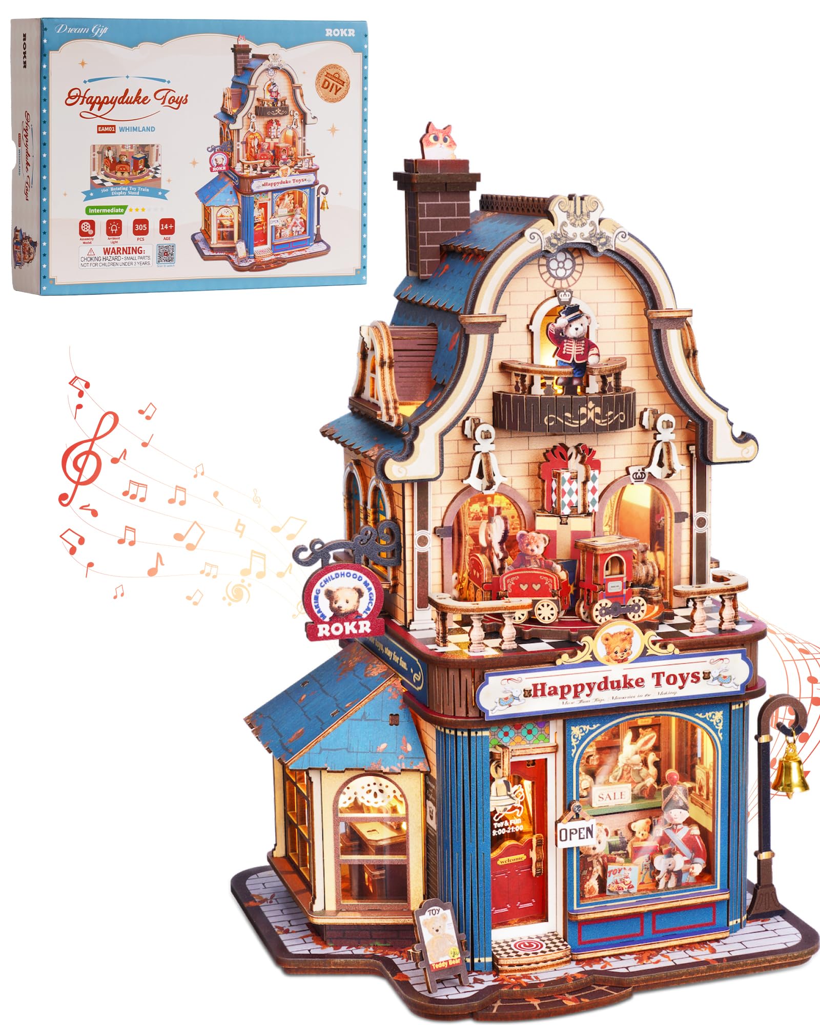ROKR Happyduke Toy Shop Puzzle 3D in Legno per Adulti, EAM01 | Regalo per adulti,Miniatura decorativa per scrivania