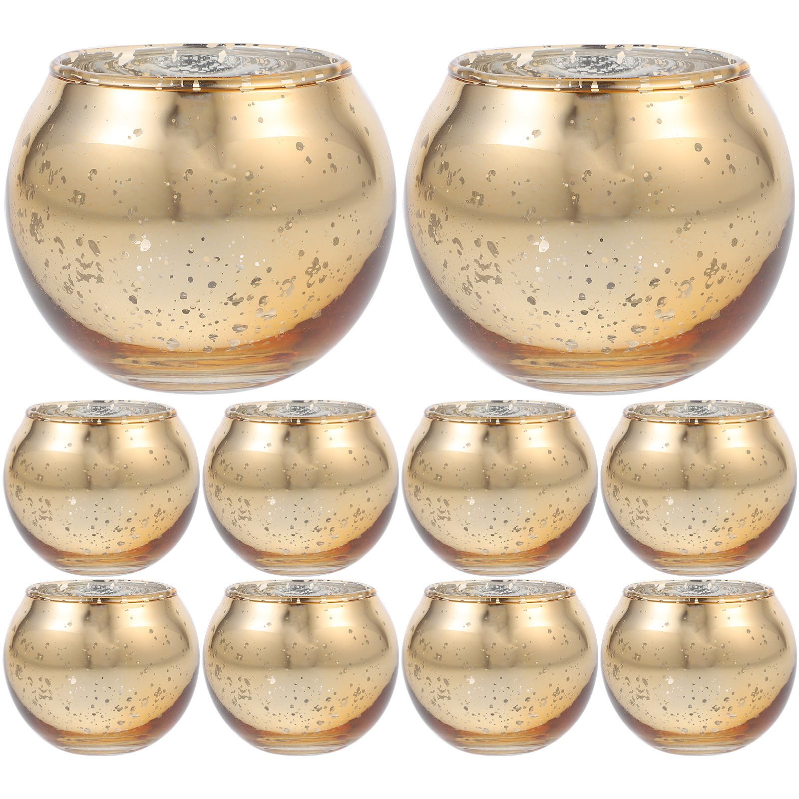 12 Stück Glas Teelichthalter Rund Gold für Teelichter und LED