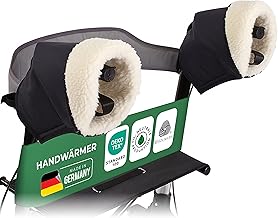 Novaliv Rollator Hand Warmer Virgin Wool Hand Warmer Warm & Breathable Windproof & Water-Repellent 100% Virgin Wool Interior + Elastic Band Approx. 32 x 22 cm Anthracite/Black Made in Germany