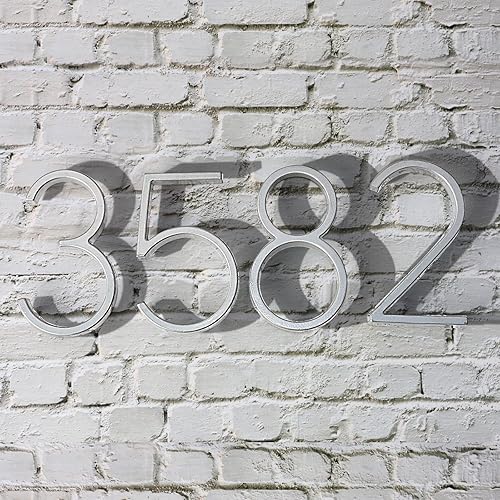 Miniatura 3 de Números de casa para exteriores, metal flotante plateado de 5 pulgadas, números de dirección modernos, decoración de buzón de puerta de jardín,
