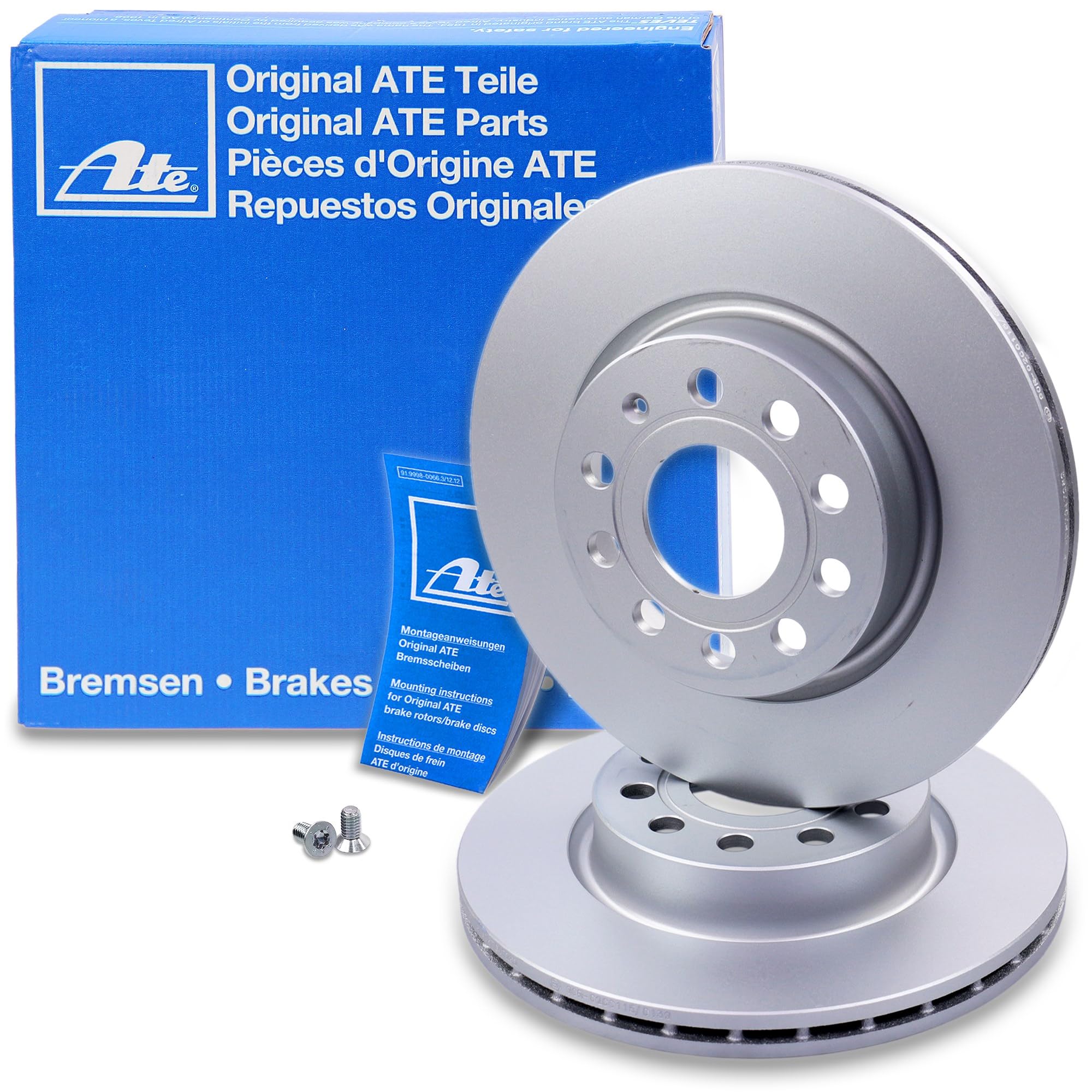 ATE Set di freni +dischi freno anteriori ¯ 280mm ventilati +posteriori ¯ 253mm pieni e pastiglie freno in ceramica anteriori +posteriori Compatibile con AUDI, SEAT, LEON, TOLEDO, SKODA, YETI, VW