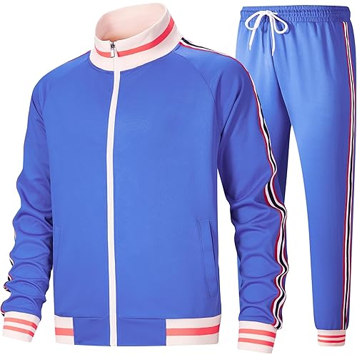 Men's Track suits Sets Long Sleeve Full-zip Sweatsuit Active Jackets and Pants 2 Piece Outfits