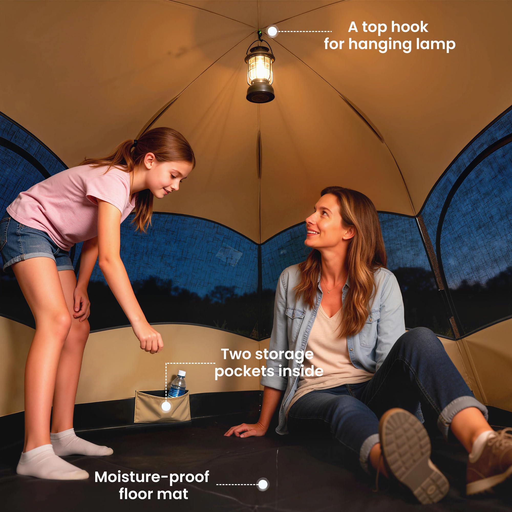 Tienda de campaña instantánea de Doble Capa Outsunny con toldo Impermeable, Tienda Domo Hexagonal para 4 Personas, Refugio de Camping portátil con Suelo Cosido y Bolsa de Transporte, Ideal para