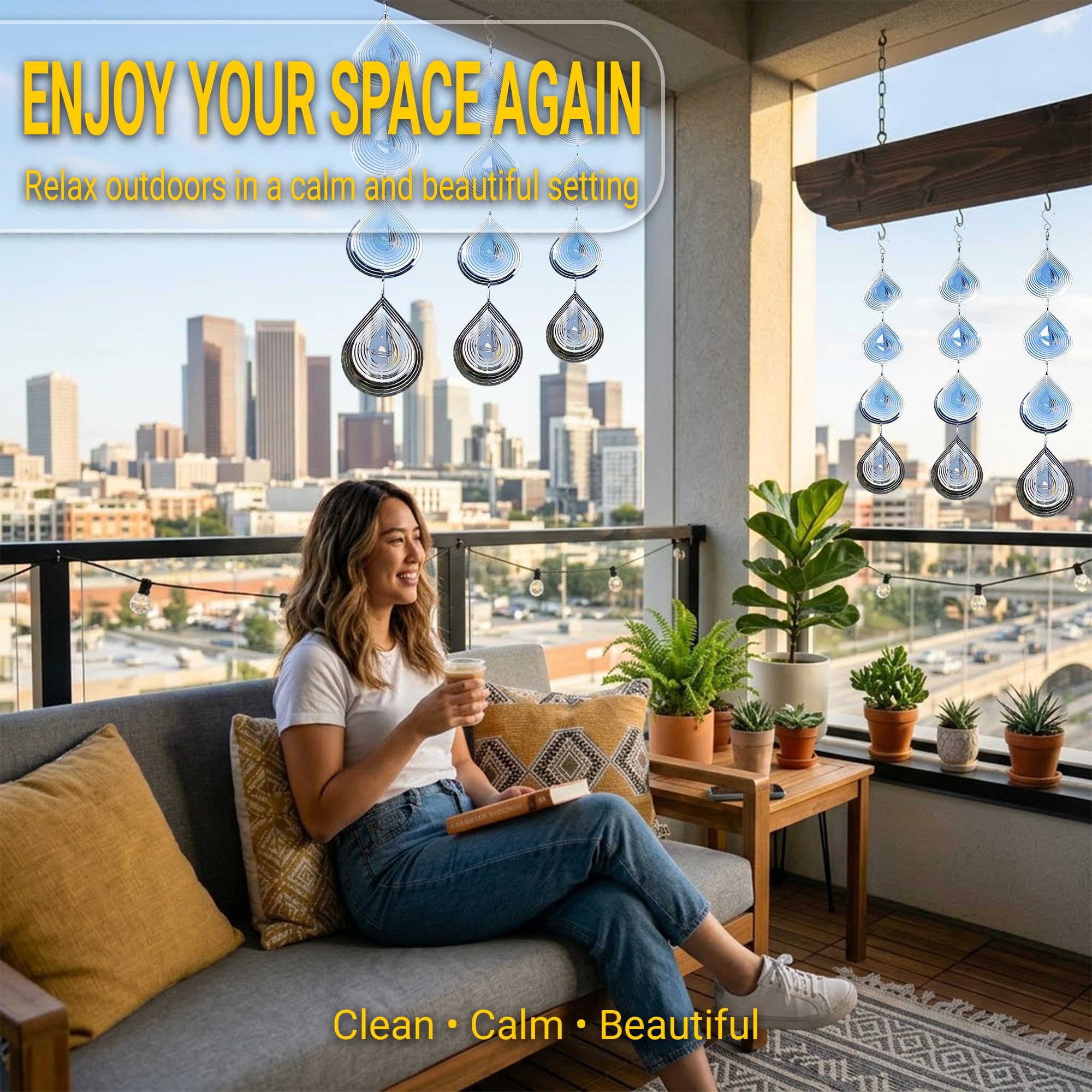 Reflektierende Vogelabwehr für draußen - Vogelabwehrgeräte im Freien - 3D-Windspinner, Outdoor-Gartendekoration - 4 Set Vogelabwehr, um Specht & Tauben vom Fensterdach fernzuhalten (Stil 4)