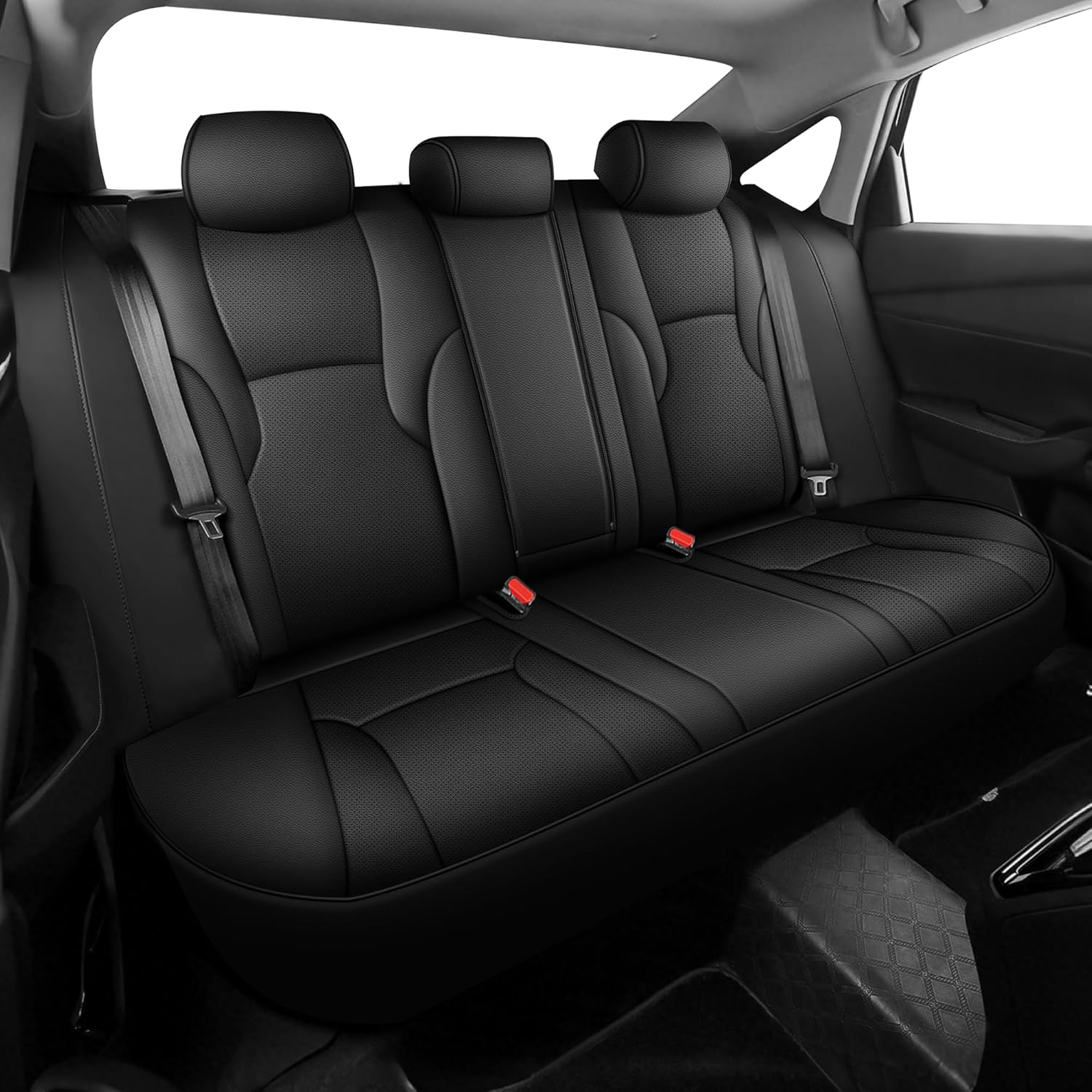 Custom Fit Seat Covers for Honda Accord 2023 2024 2025 2026 EX, EX-L Hybrid,Sport Hybrid,Touring Hybrid (Rear Row W/40/60 Split Backrest) Full Set Faux Leather Compatible Airbag Seat Protector Black