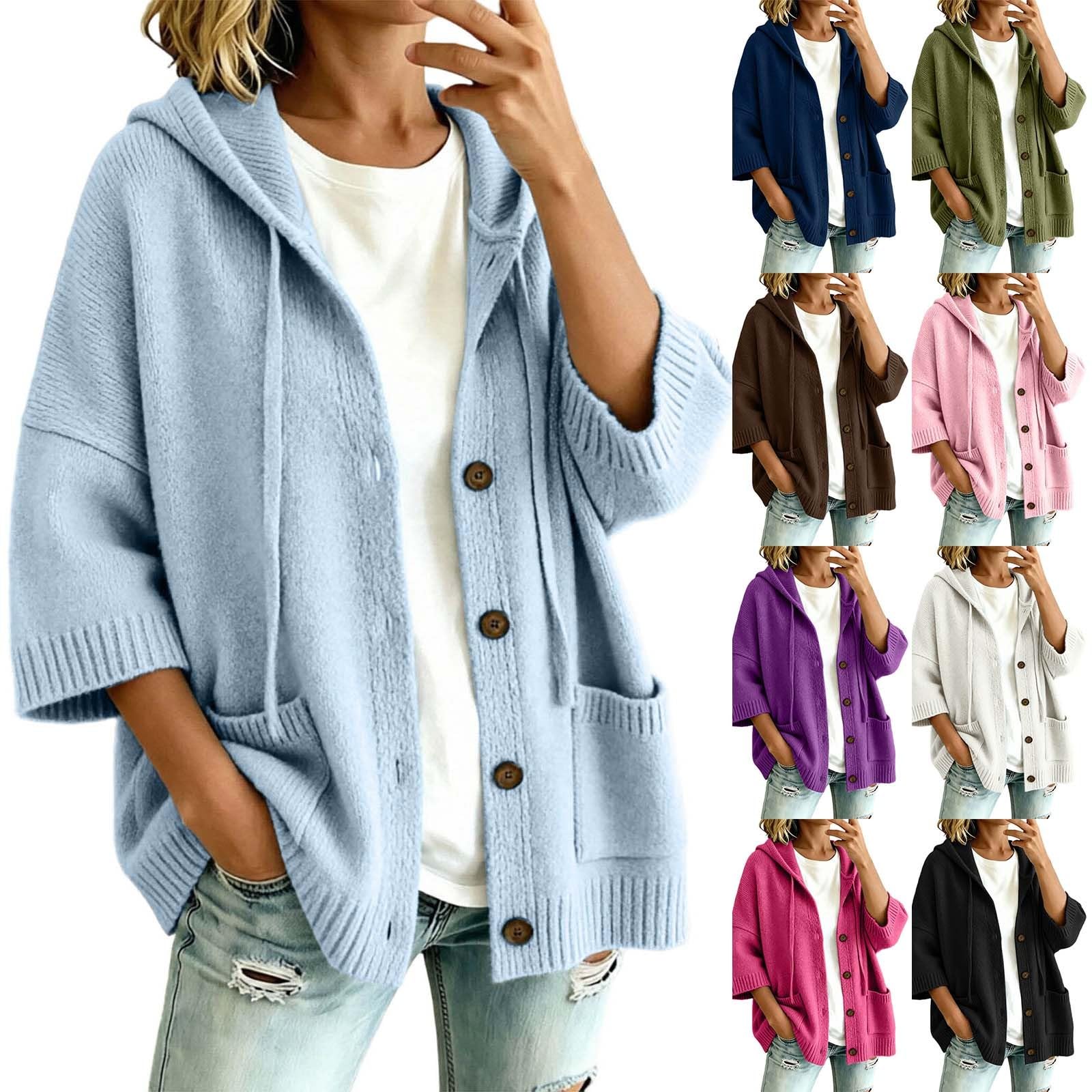 Zipper Hoodie Damen Kapuzenpullover Waffelstruktur Sweatshirt Pullover Pulli Langarmshirt mit Kapuze Ballonärmel Taschen Oversized Freizeit Herbst Winter Casual Kängurutasche weicher Stoff Basic