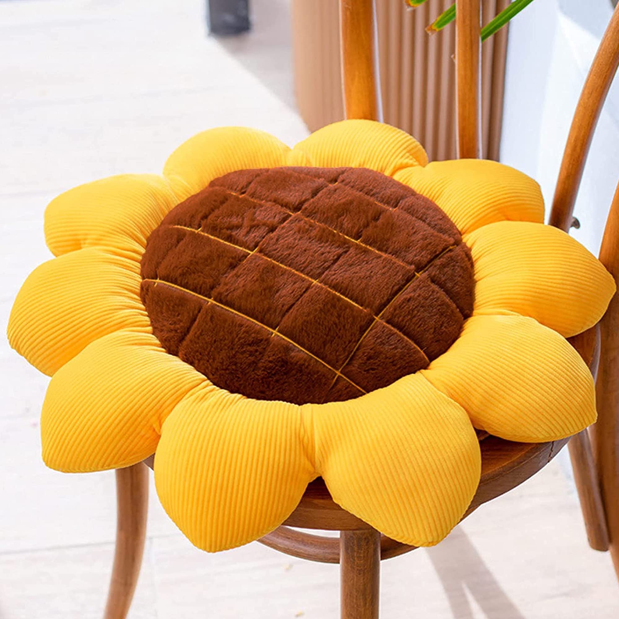 Sunflower Flower Plush Pillow,19" Soft and Comfortable Sunflower Smiley Cushion Colorful Sun Flower Plush for Home Bedroom Shop Restaurant Decor (TRUE SUNFLOWER)