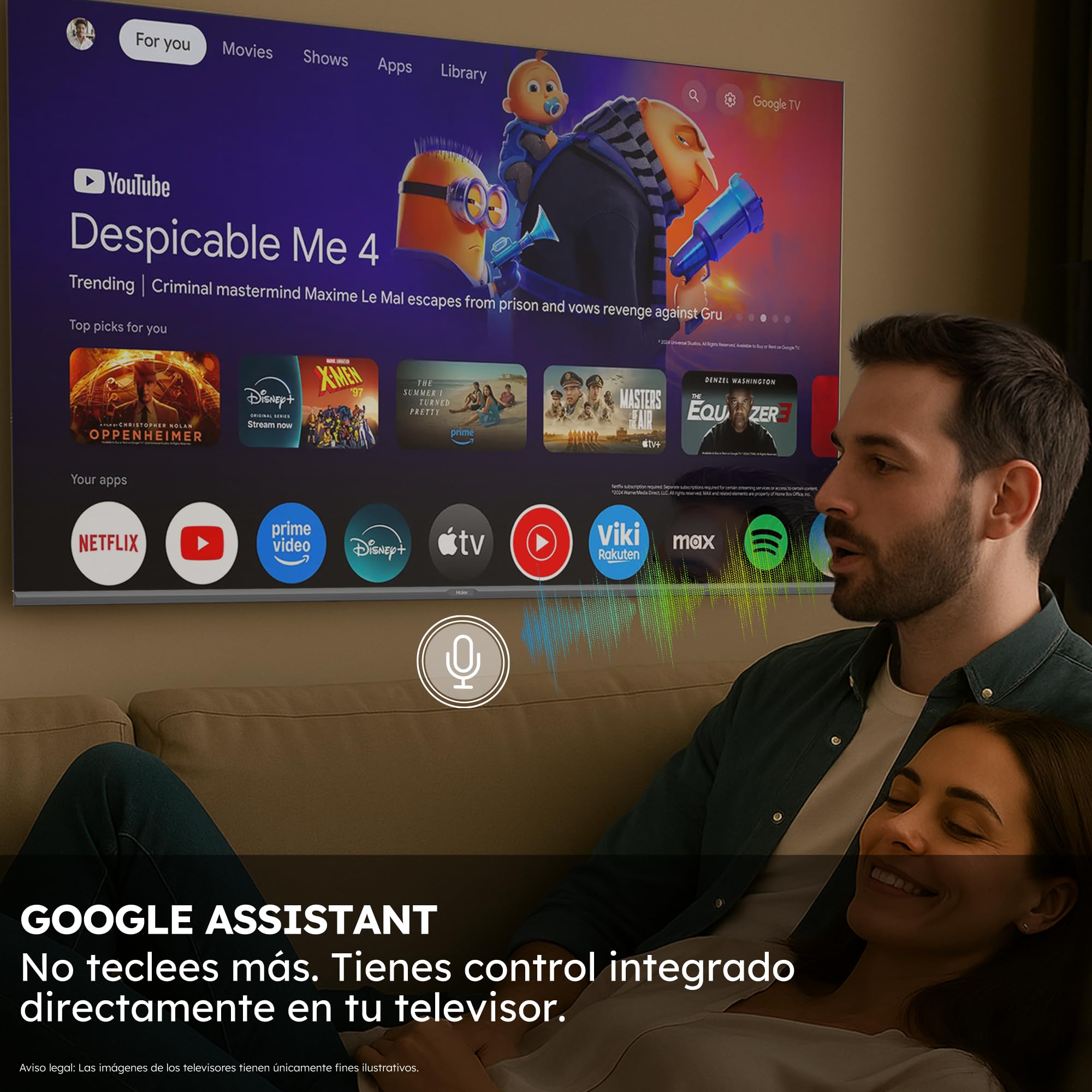 Haier QLED 4K UHD H50S81FUX - 50", Smart TV, Google TV, Dolby Audio, HDR 10, Smart Remote Control, Google Assistant, Bluetooth 5.1, 120Hz Gaming, USB 2.0, DBX TV, HDMI 2.1 x 4, Sin Marcos, 2025
