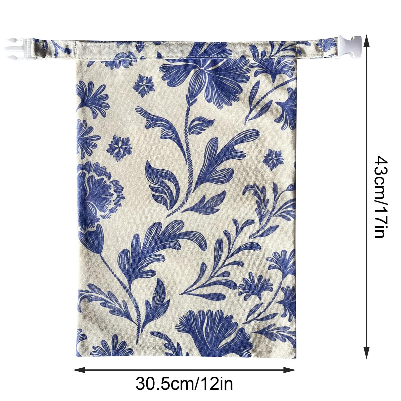 Wiederverwendbare Brottasche XL mit blauem Blumenmuster, 30,5 x 43,2 cm, Bienenwachs-Alternative für Sauerteigbrot, Baumwollleinen, umweltfreundliche Lebensmittelaufbewahrung, hält Brot länger frisch