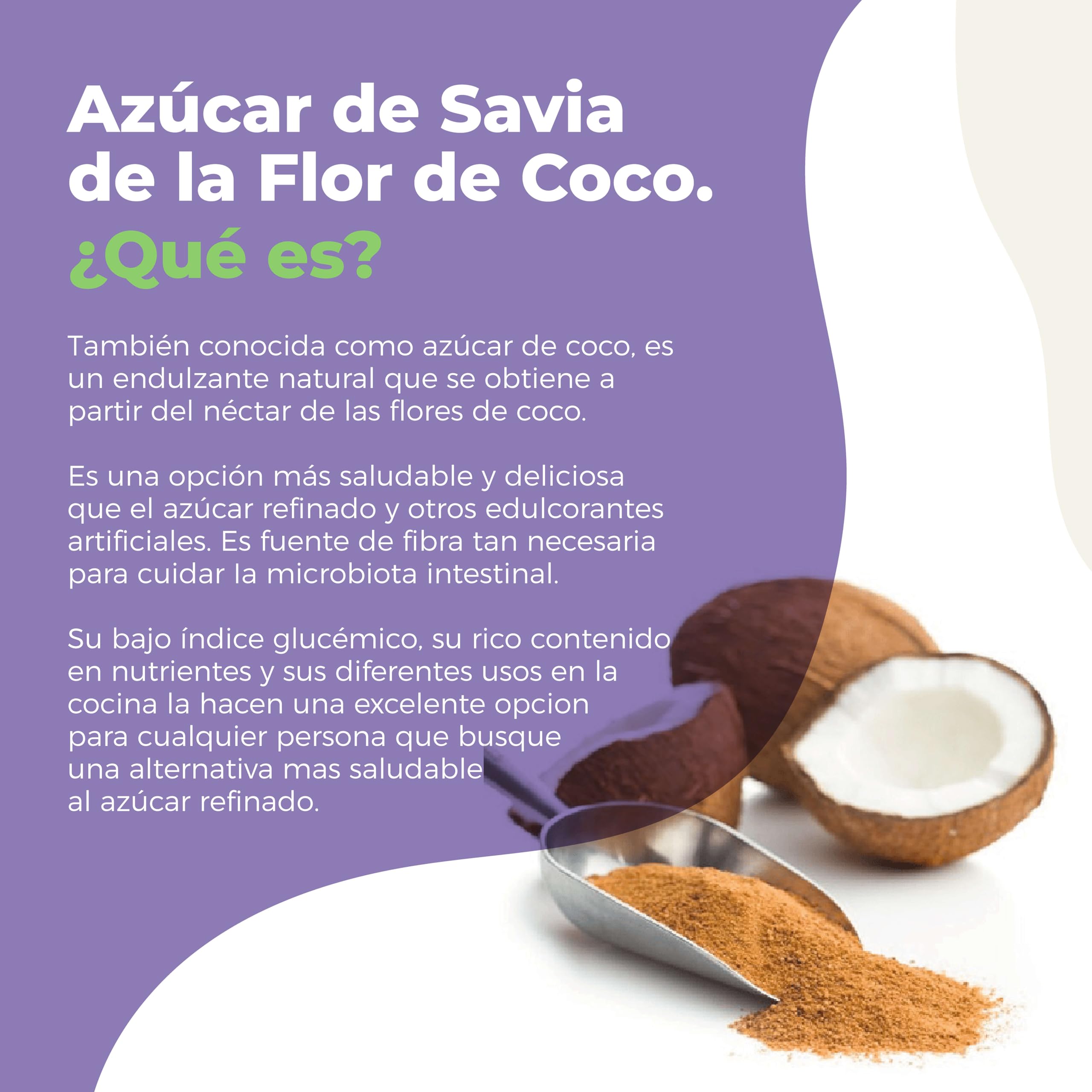 Azúcar De Flor de Coco Orgánico 950g Sin Gluten Bajo Índice Glucémico Vegano