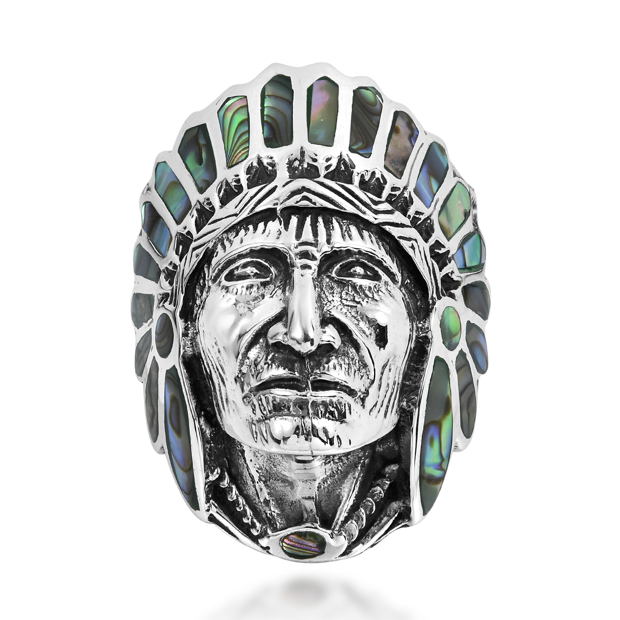 Abalone Shell Native American Style .925 Sterling Silver Ring | Native American Rings for Women Sterling Silver | Ring Weight 13.7 Grams Size 7 to 14