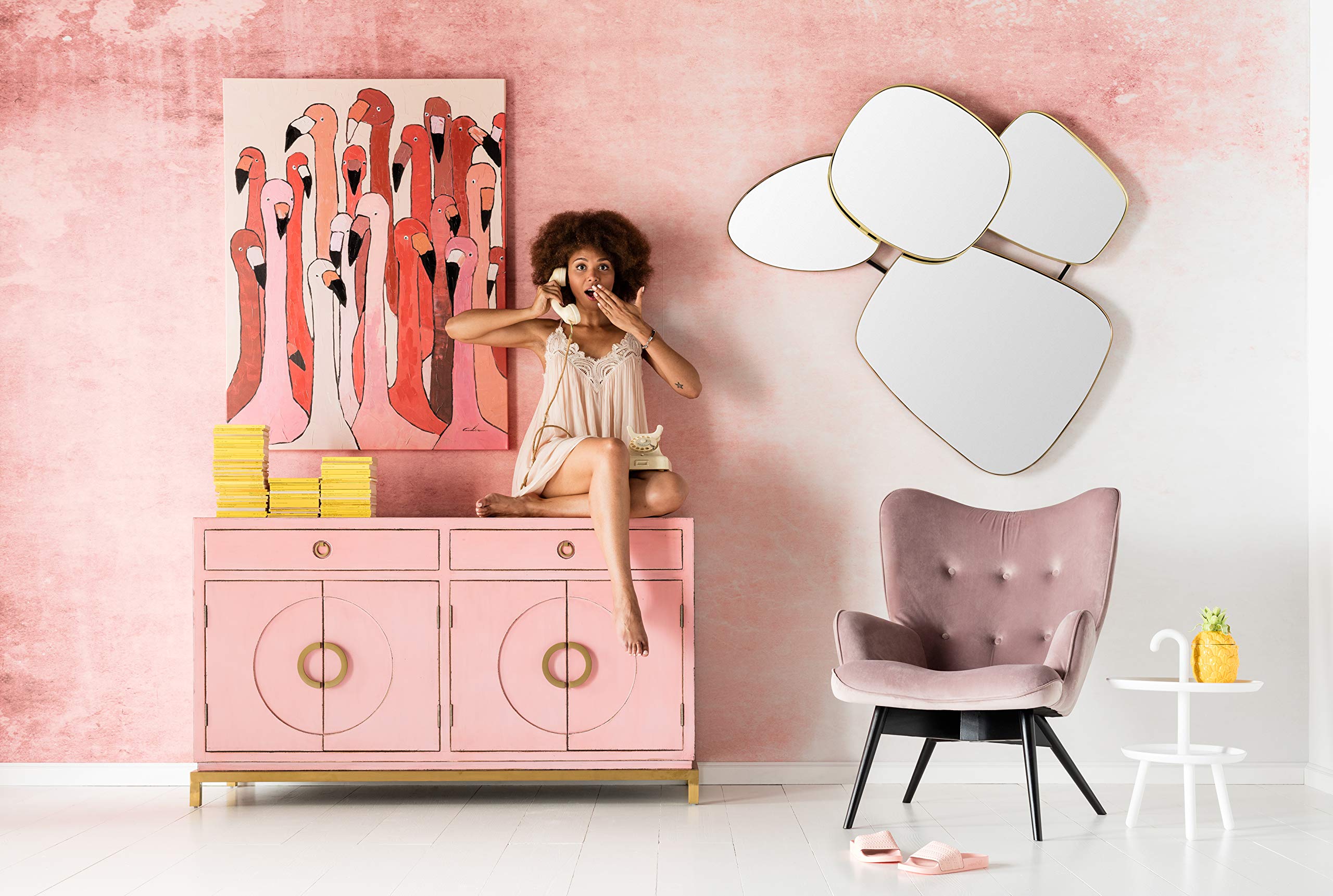 Kare Design Picture Touched Flamingo Meeting, Pink/Red