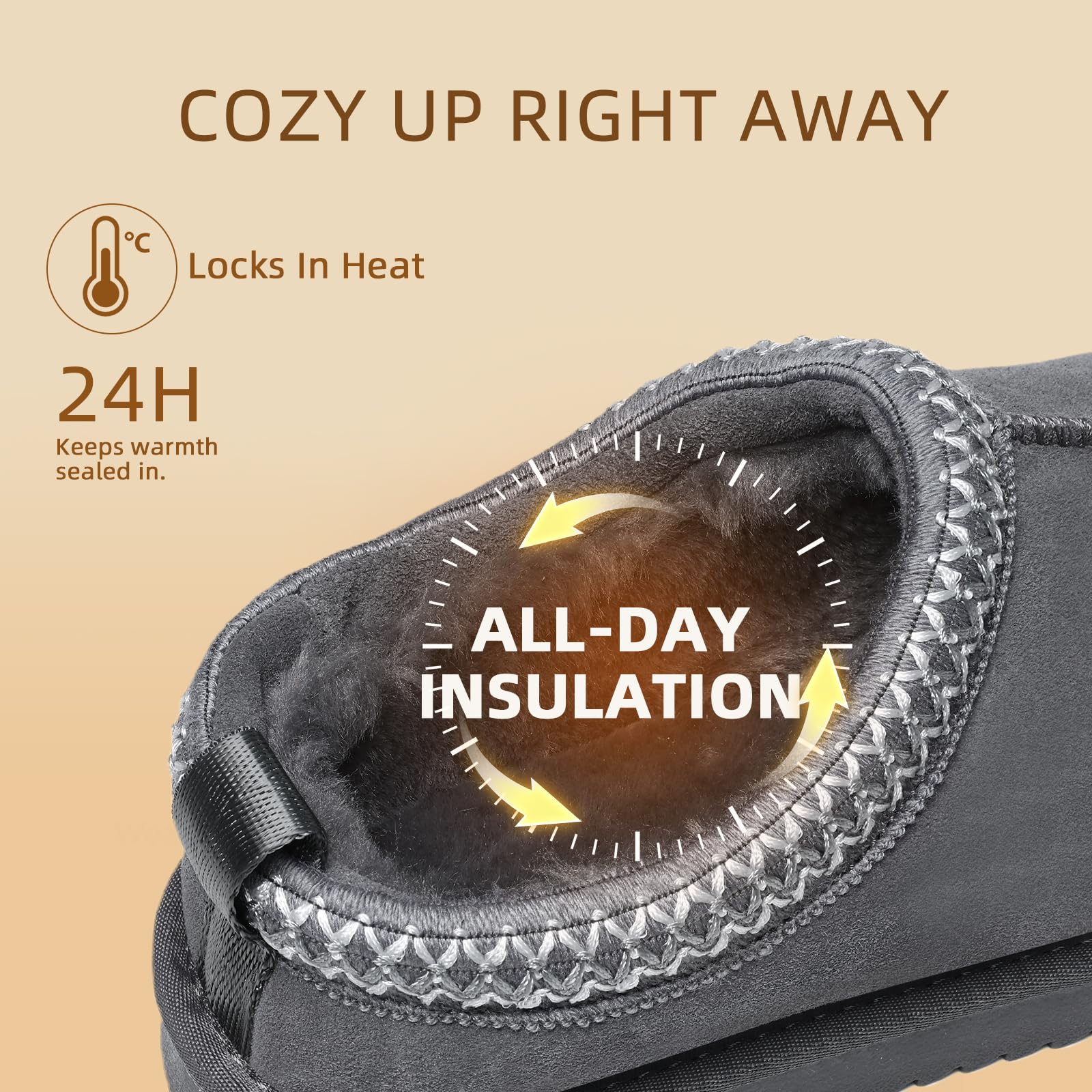 Meik Mangni Zapatillas de Estar por Casa Mujer Hombre Invierno Peluche Cerradas Pantuflas Calientes Forro Corta Botas de Nieve Antideslizante, Tallas:35-45 EU