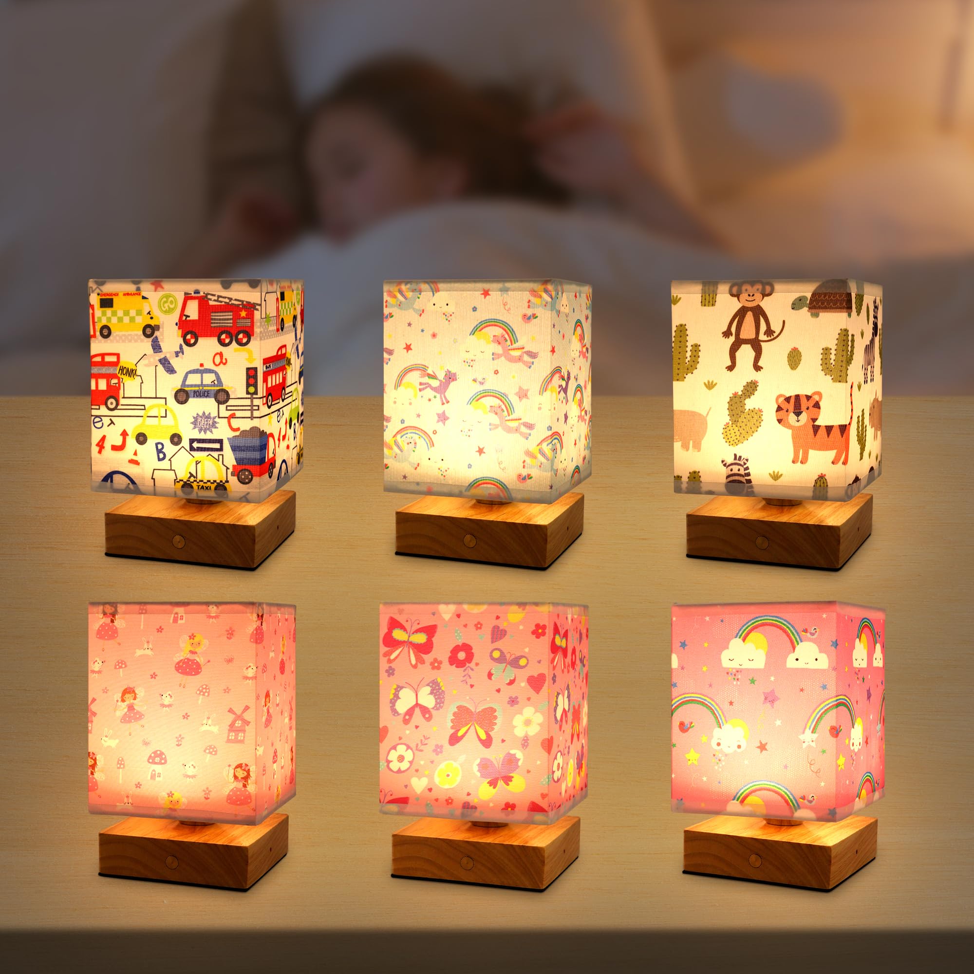 Wetry Lámparas de Mesita de Noche Infantil Recargable Luz Quitamiedos Niños Linterna Bebé Cosas Regalos Recien Nacidos Niño