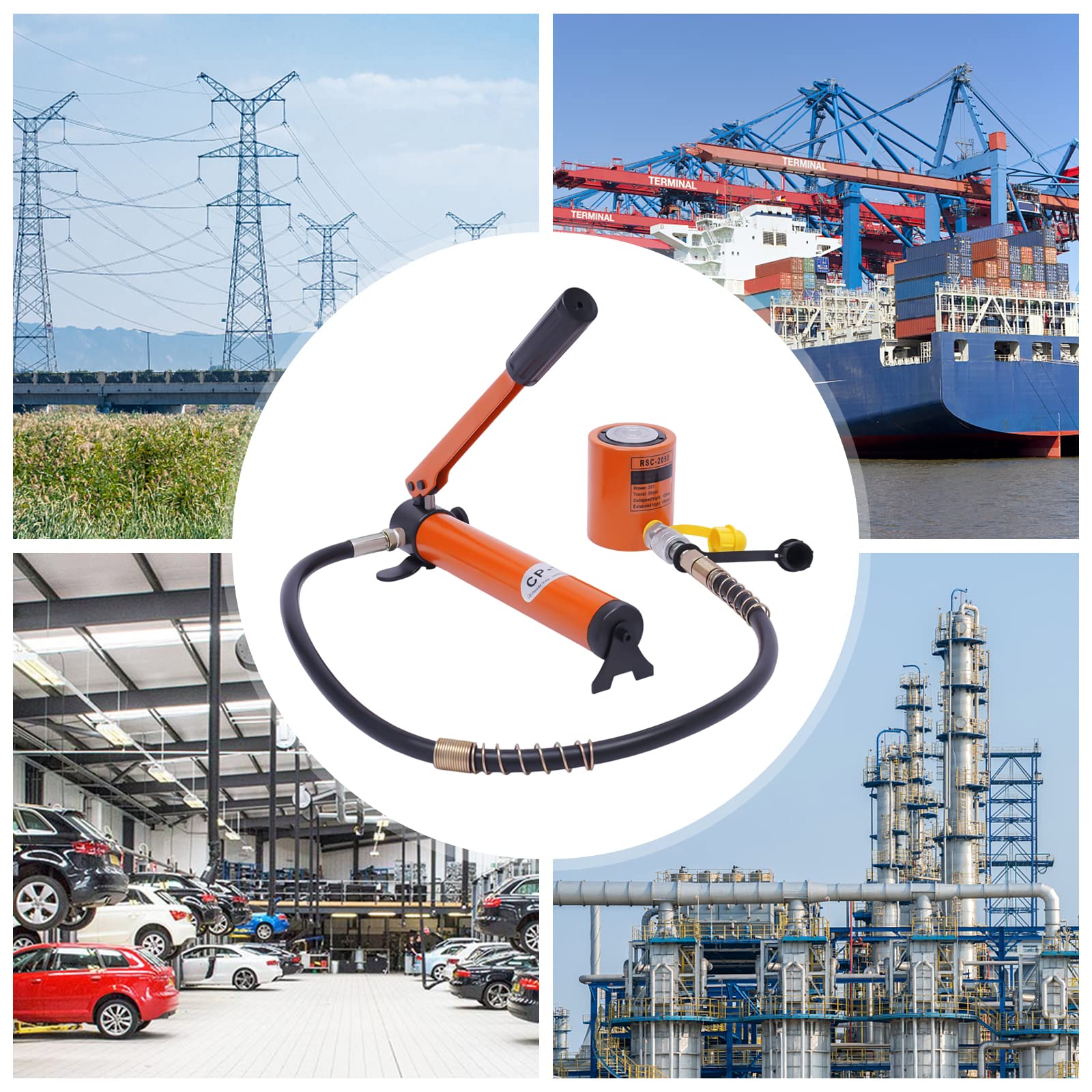 Bomba Hidráulica,20 Tonos Levantar Jack Alta Presión Bomba Hidráulica Manual Manual Con Manguera Bomba Hidráulica De Alta Presión 350cc,Adecuado Para Edificios y Puentes,Naranja