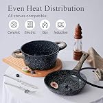 Ensemble de cuisine en céramique 22 Ensembles de cuisine non-adhésifs et de casseroles 8" Poêles à frire avec couvercle,cuisine de cuisine à induction non toxique Granite noire avec/Glass Lids PFOS/PFOA-Free