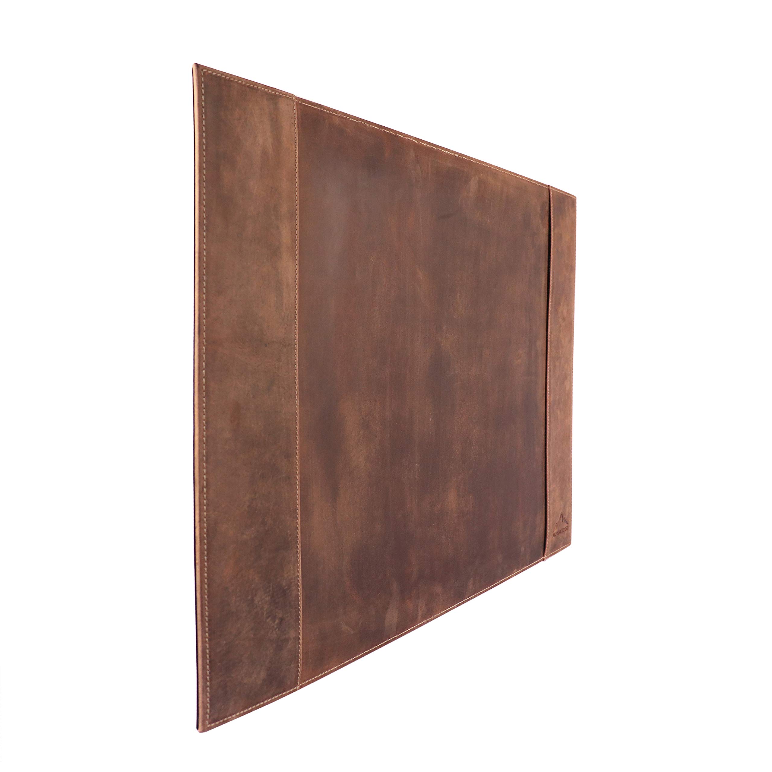 Alpenleder Schreibtischunterlage - TIROL (Handgefertigt) - Nachhaltiges Bio-Leder aus regionaler Landwirtschaft | Schreibtischunterlage leder, Dokumentenfach *Fair Produziert* (68x45cm, Old Havanna)