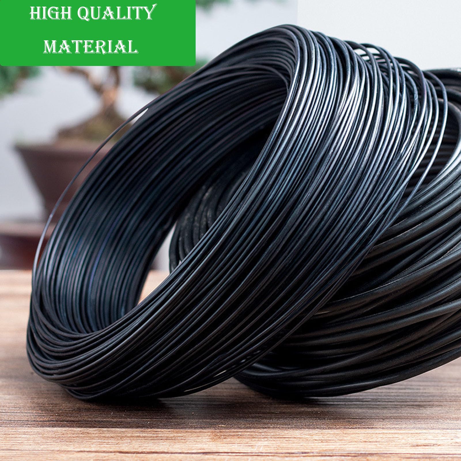 70 Meter Bonsai Draht, 5 Größe Basteldraht (1 mm, 1,5 mm, 2 mm, 2,5 mm, 3mm), Aluminiumdraht Schwarz, Eloxiertes Aluminium Draht für Pflanzen und Bäume