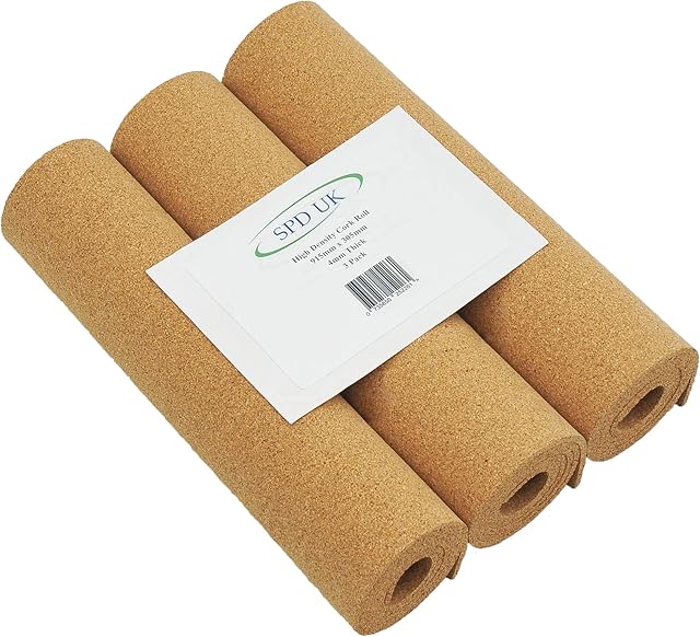 High Density Cork Sheet - 915mm x 305mm - 4mm Thick - 3 Pack