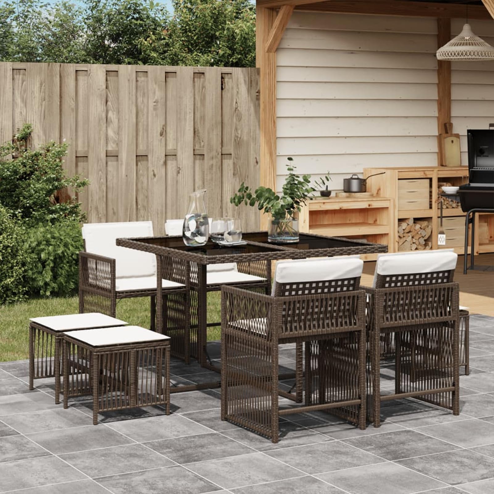 Ensemble de jardin polyrotin table chaises extérieures salle à manger