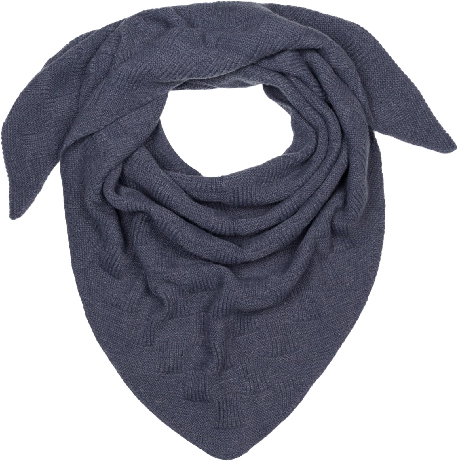 styleBREAKER Ladies XXL Knitted Triangle Scarf Unicoloured with Checkerboard Knitted Pattern, Maxi Scarf, Triangular Scarf, Warm Winter Scarf 01020047, Colour:Dark Grey