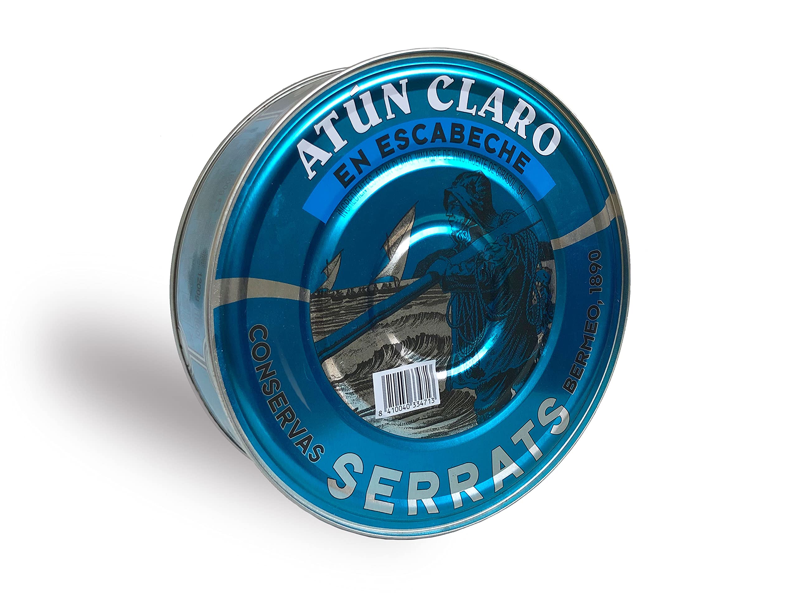 CONSERVAS SERRATS - Atún Claro en Escabeche - 4 Latas x 1800g (Total: 7200g) - Elaboración Artesanal desde 1890 - Sin Gluten - Rico en Omega 3