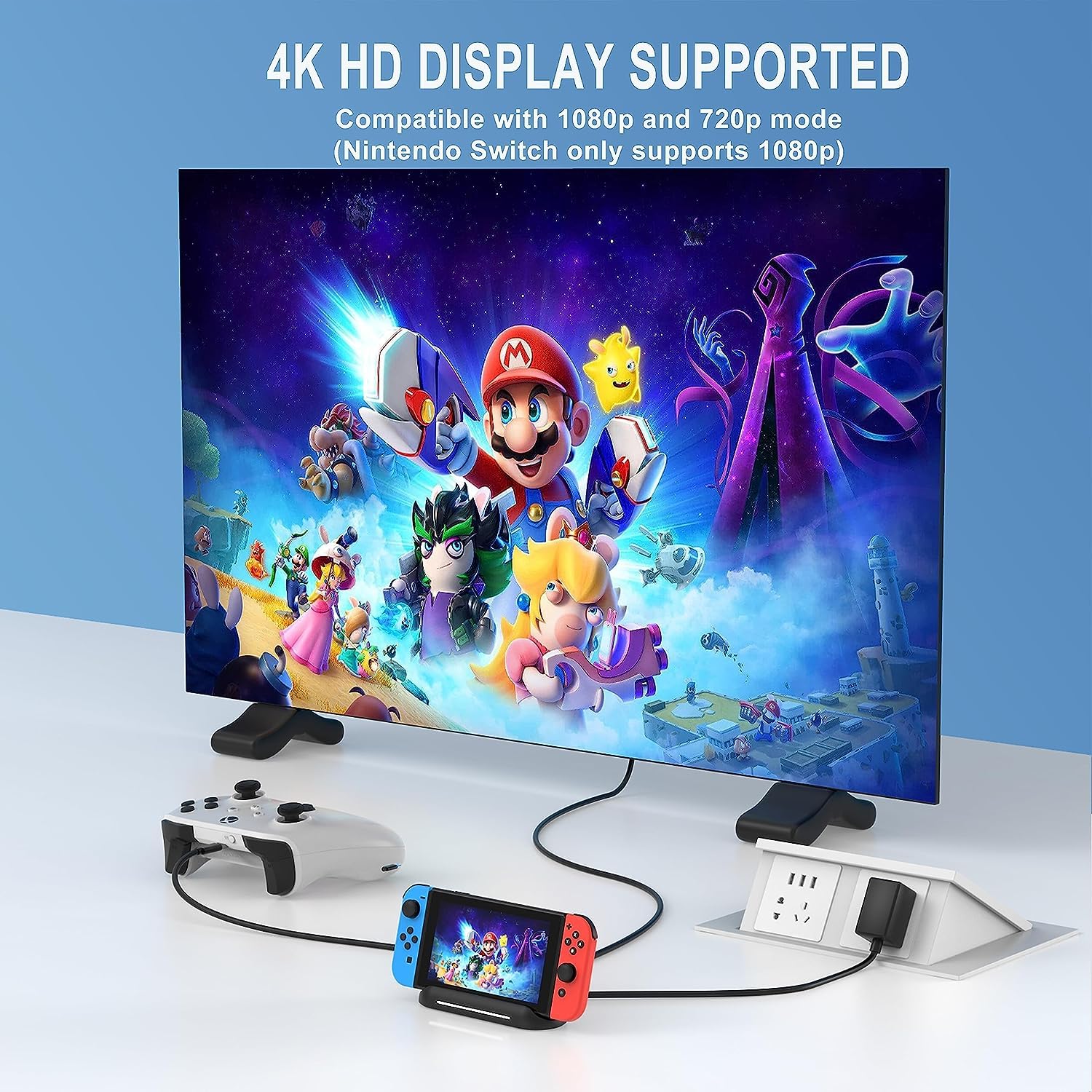Docking station per Switch TV per Nintendo Switch/Switch OLED, adattatore TV da viaggio HDMI 4K/1080p Supporto di ricarica portatile, con porte USB 3.0/USB 2.0