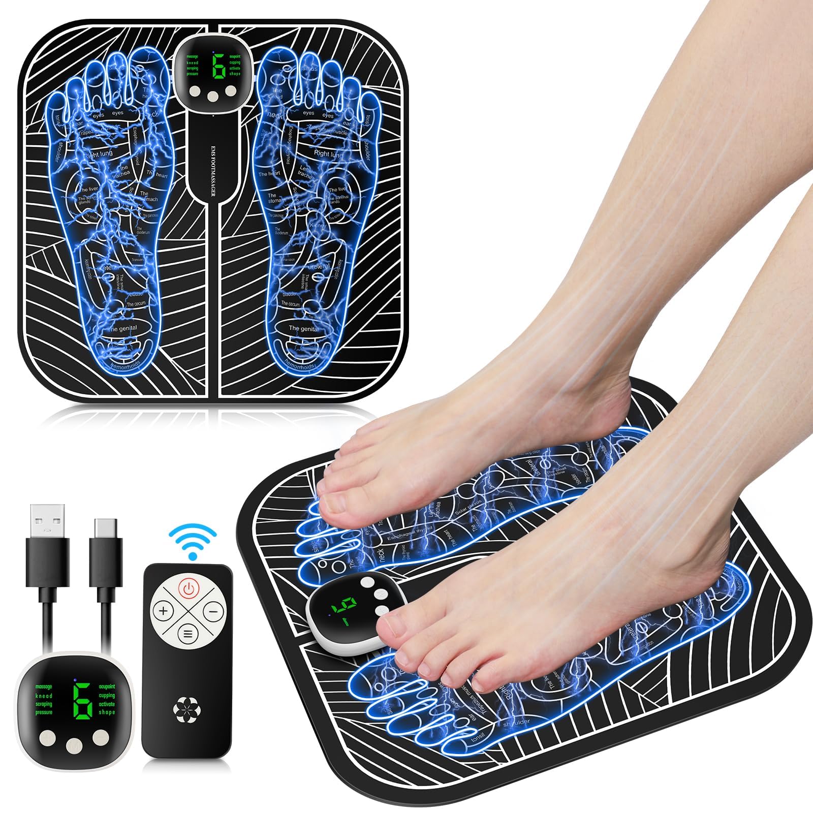 EMS Foot Massager EMS Foot Stimulator for Pain Relief Improve and Facilitate Muscle Performance in The Shoulder, Waistback, Back of The Neck, Arm, Leg